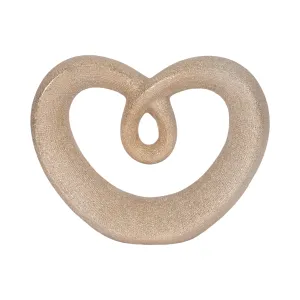 CERAMIC 8" BEADED HEART ACCENT, CHAMPANGE