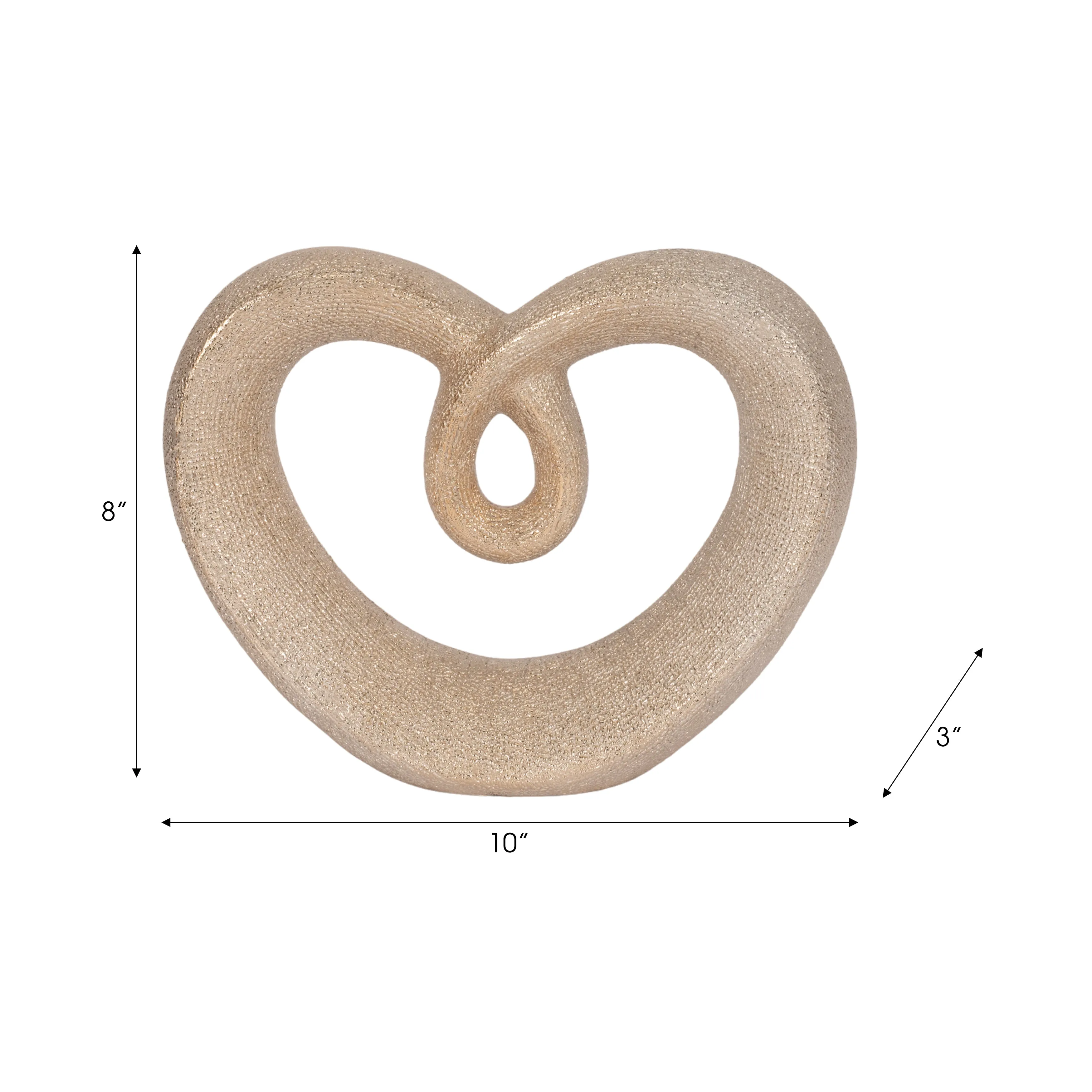CERAMIC 8" BEADED HEART ACCENT, CHAMPANGE