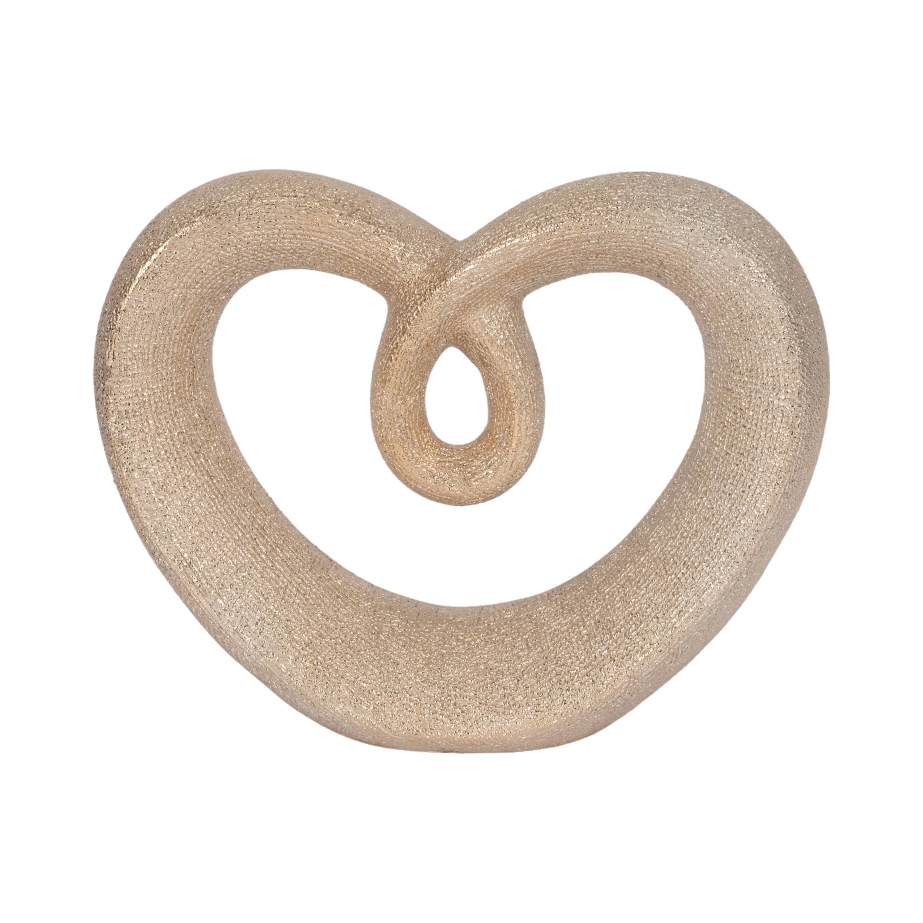 CERAMIC 8" BEADED HEART ACCENT, CHAMPANGE