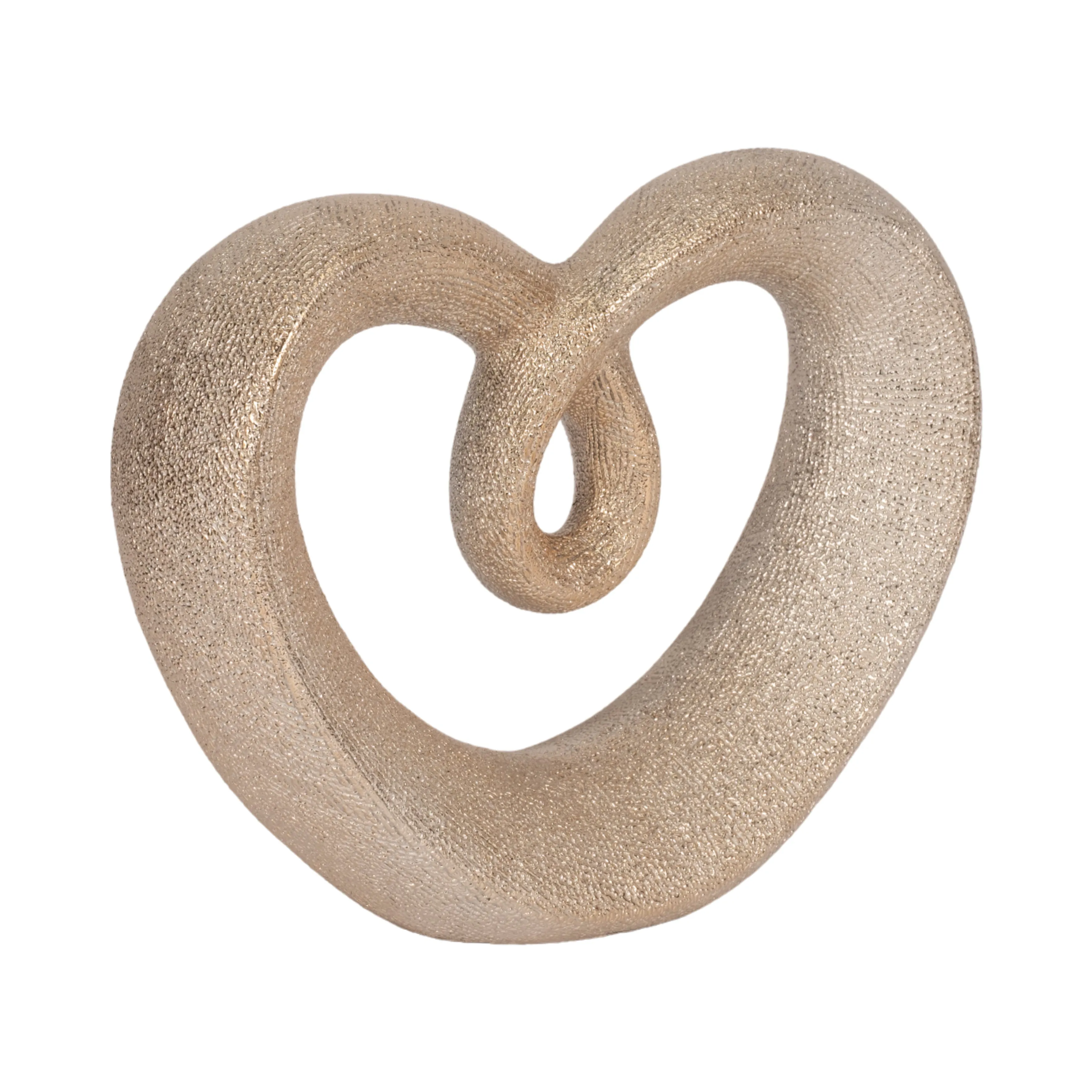 CERAMIC 8" BEADED HEART ACCENT, CHAMPANGE