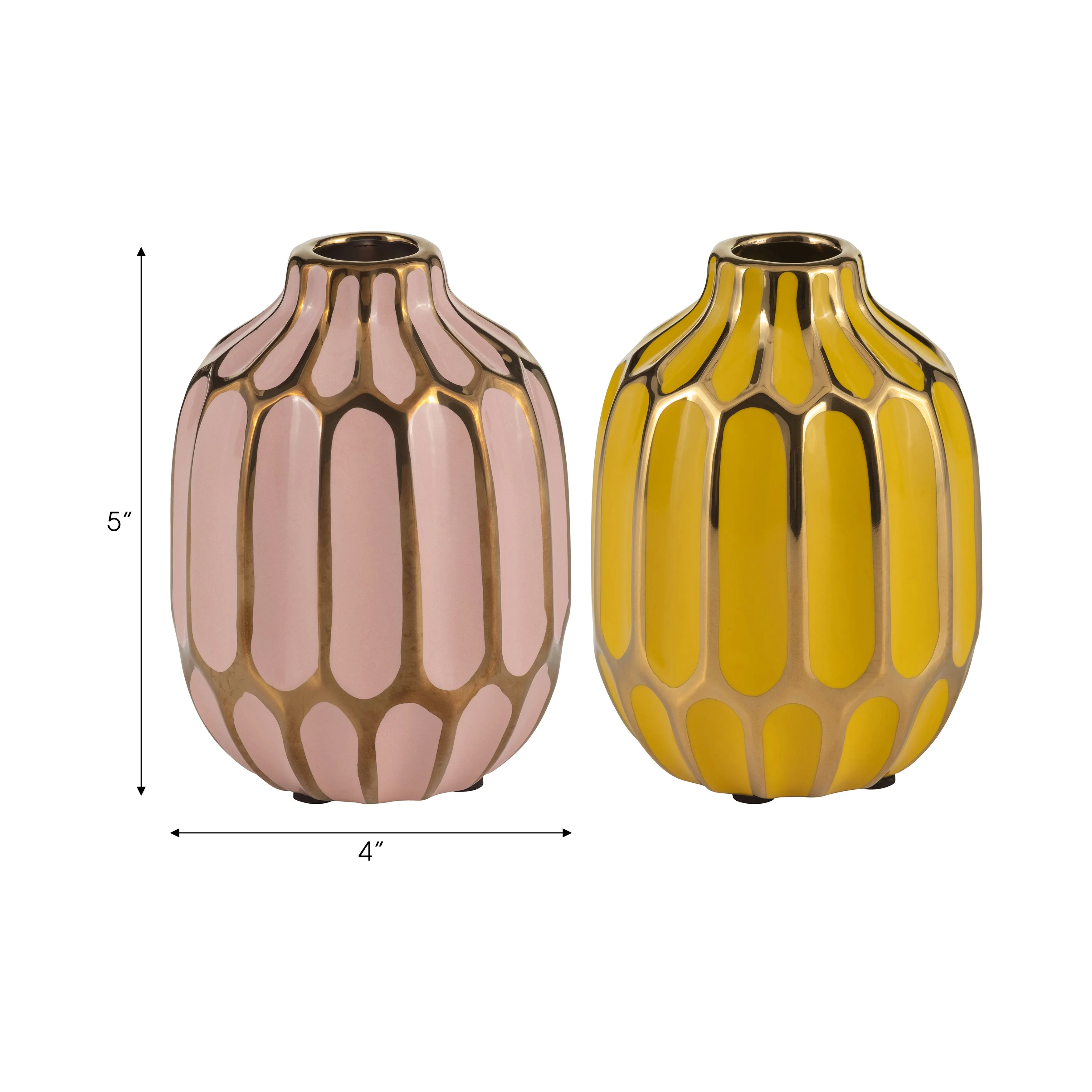 CERAMIC VASE, 5"H, S/2, BLUSH/YELLOW