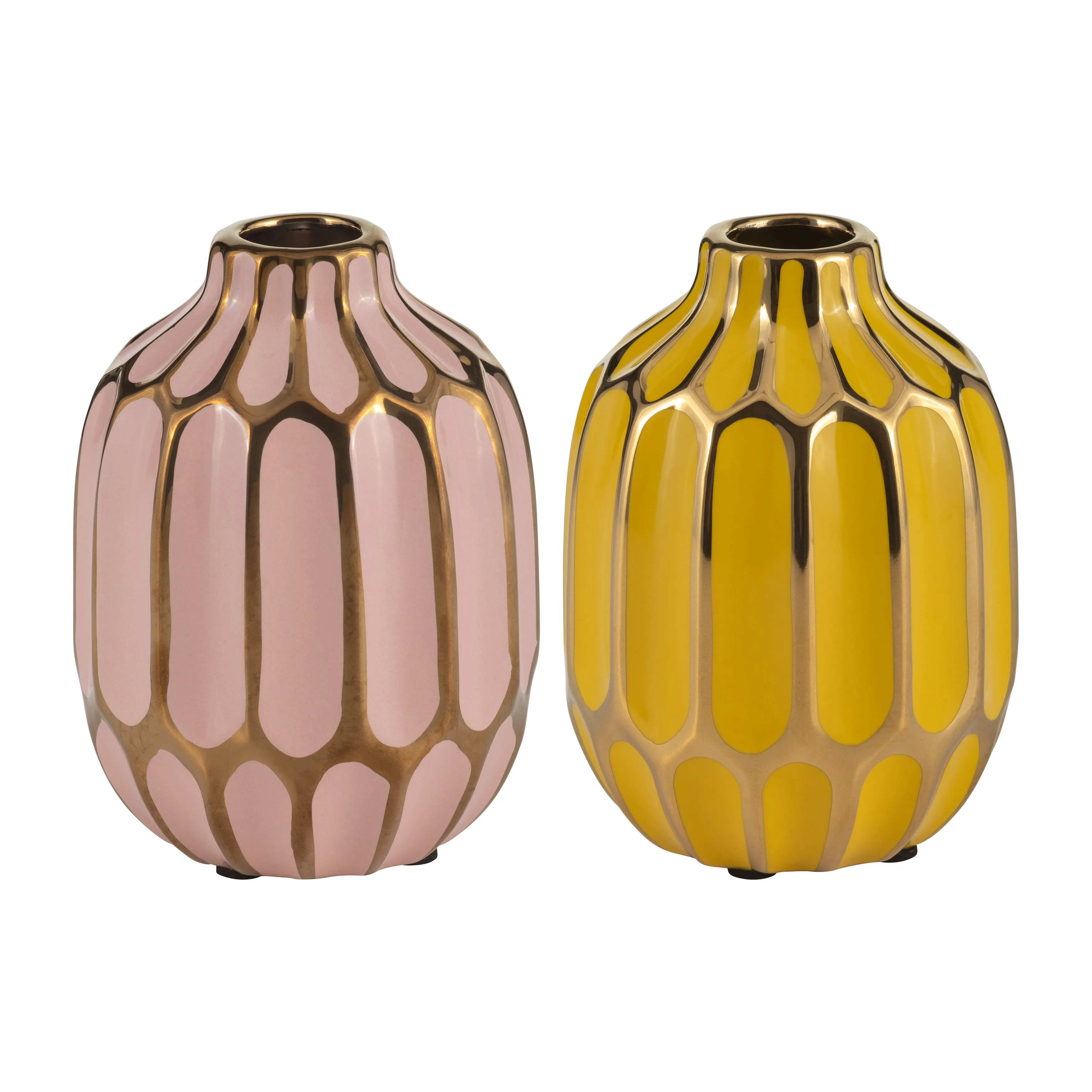 CERAMIC VASE, 5"H, S/2, BLUSH/YELLOW