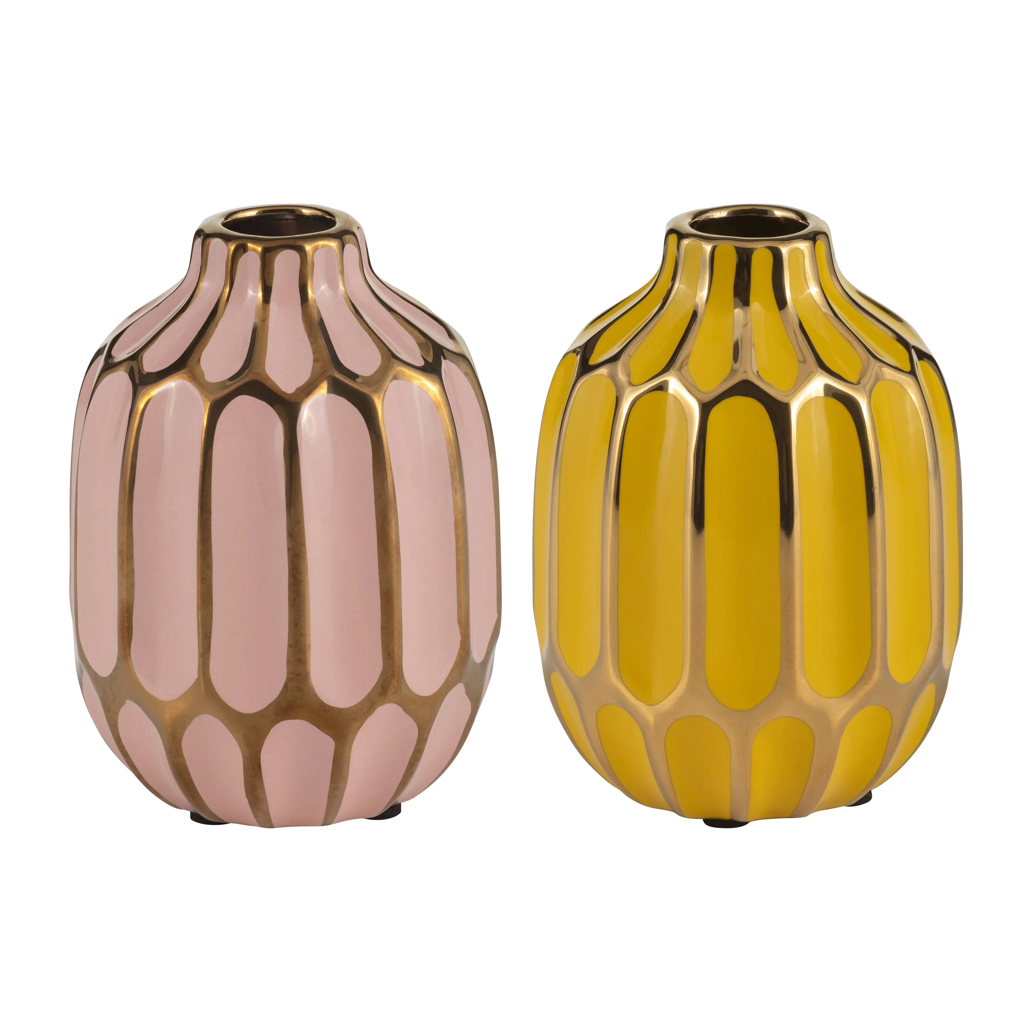 CERAMIC VASE, 5"H, S/2, BLUSH/YELLOW
