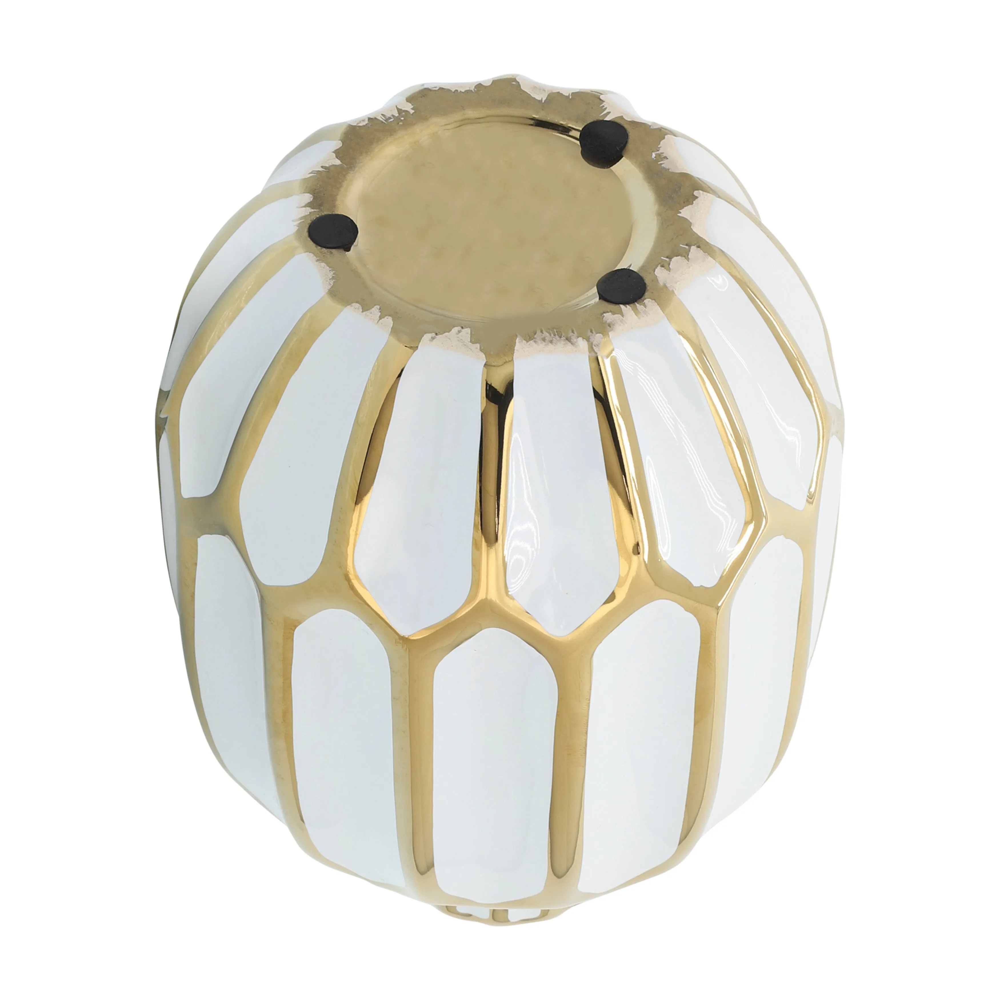 CERAMIC VASE 8", WHITE/GOLD