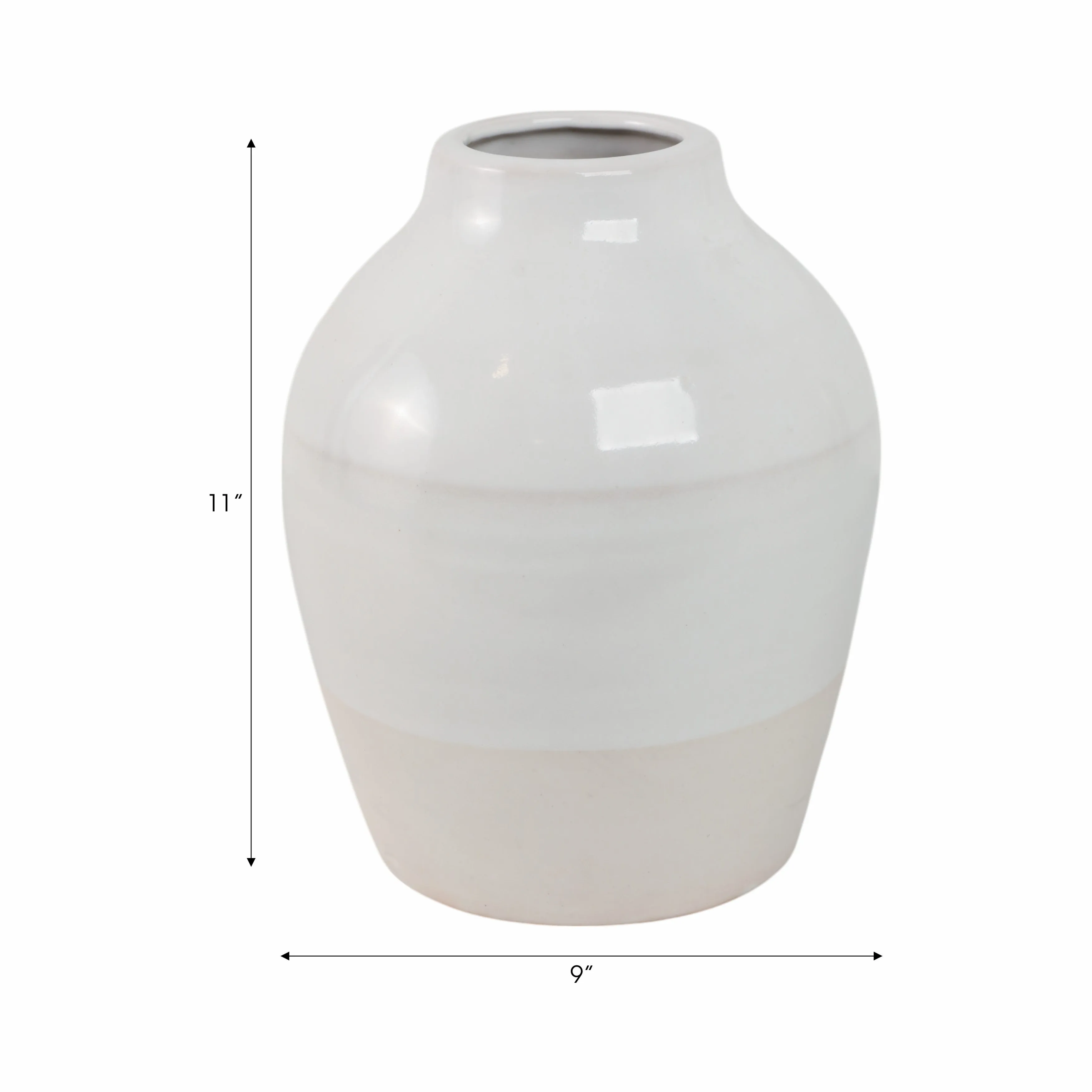 CLAY, 11" 2-TONE REACTIVE VASE, IVORY