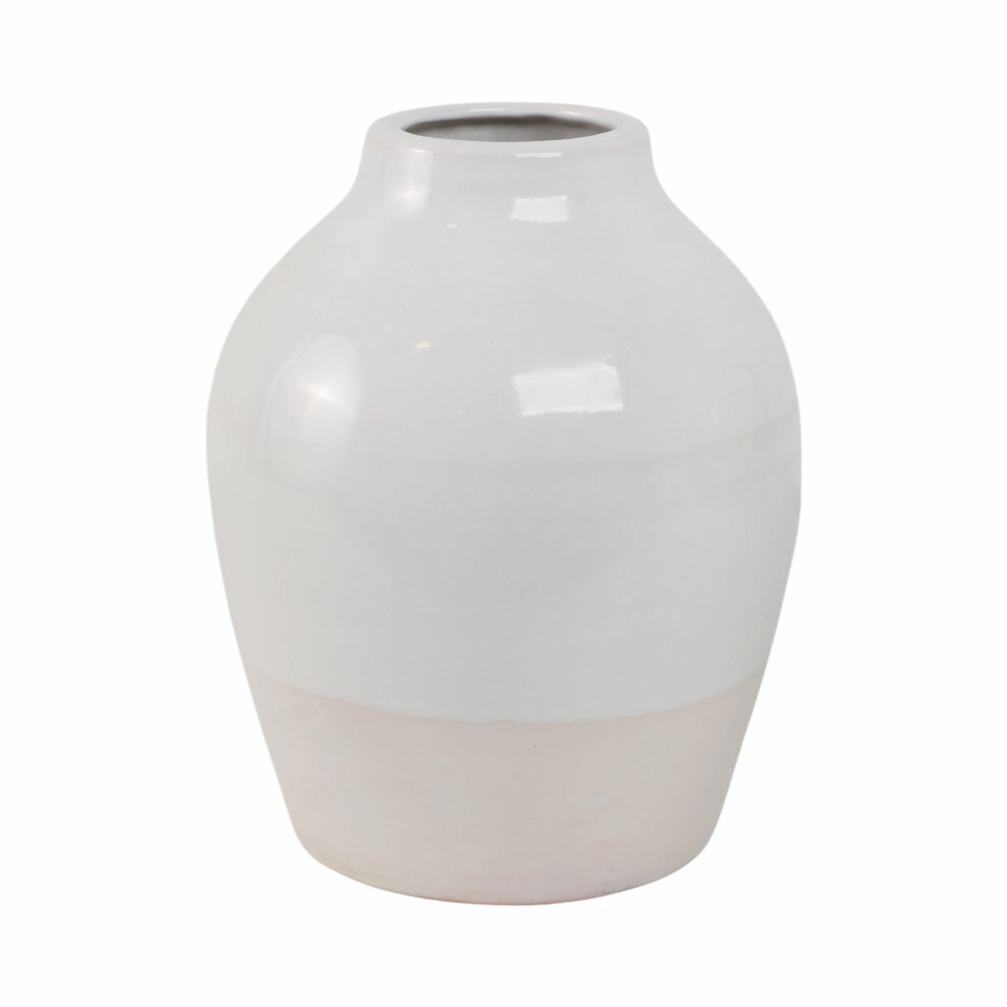 CLAY, 11" 2-TONE REACTIVE VASE, IVORY