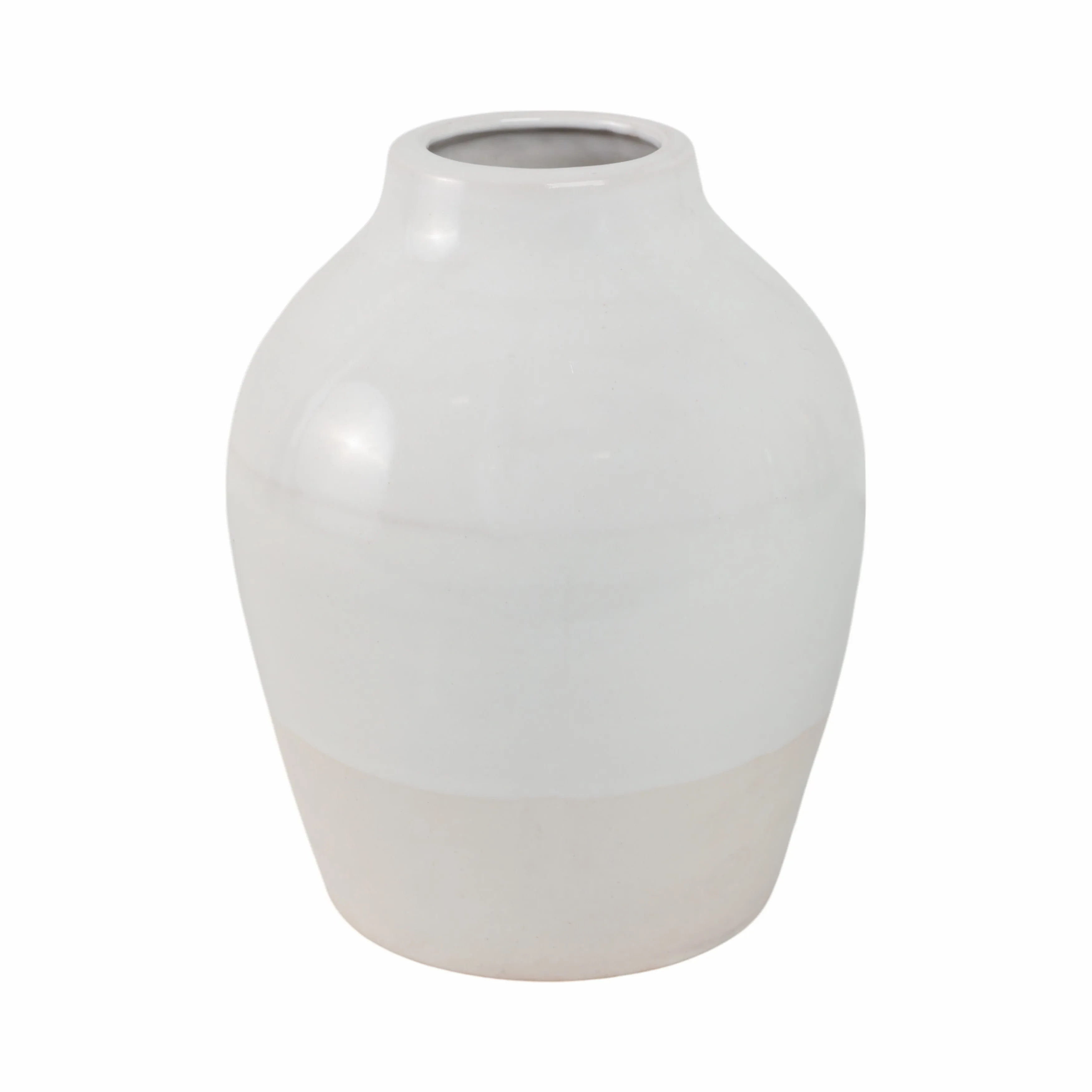 CLAY, 11" 2-TONE REACTIVE VASE, IVORY