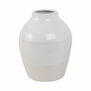 CLAY, 11" 2-TONE REACTIVE VASE, IVORY