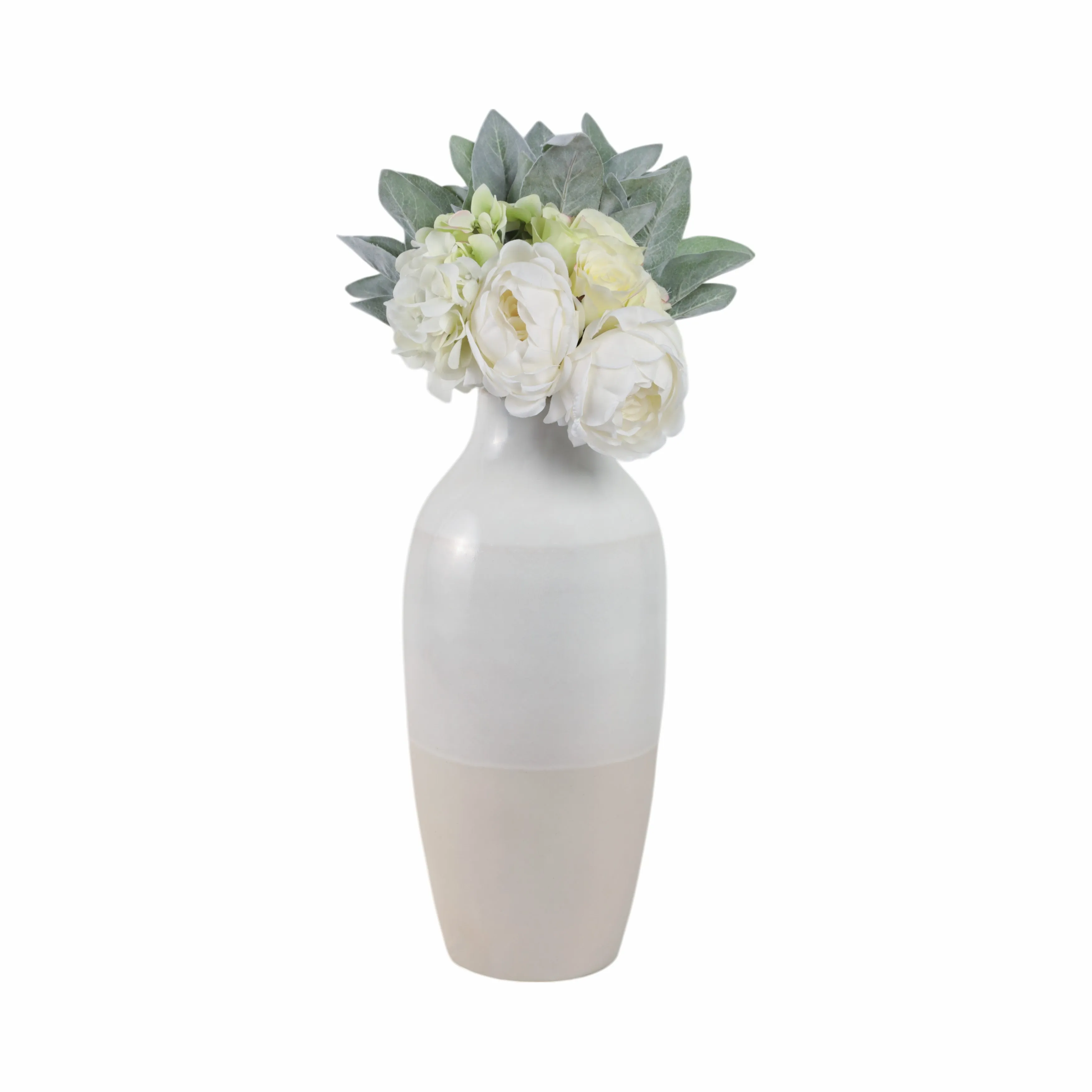 CLAY, 19" 2-TONE REACTIVE VASE, IVORY