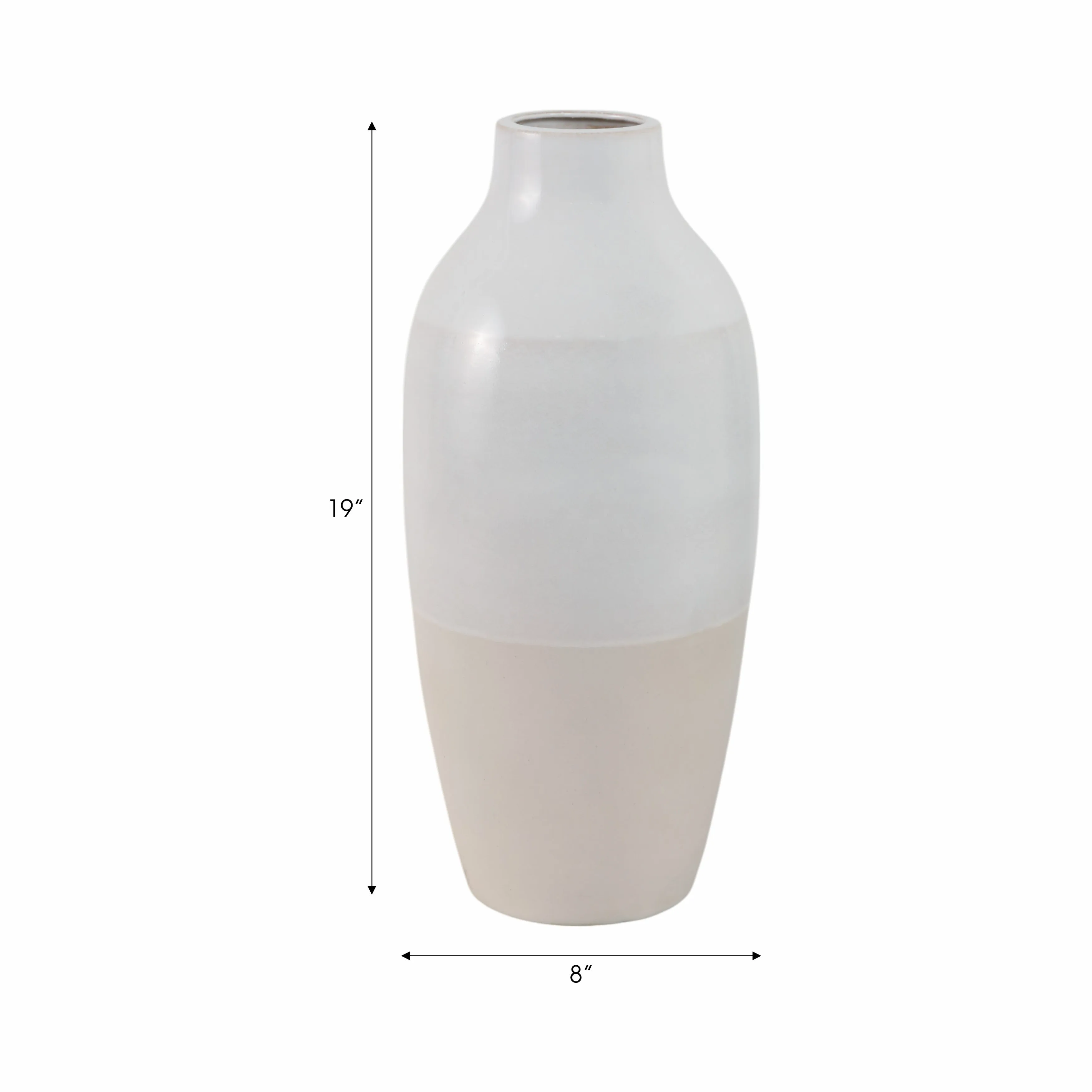 CLAY, 19" 2-TONE REACTIVE VASE, IVORY