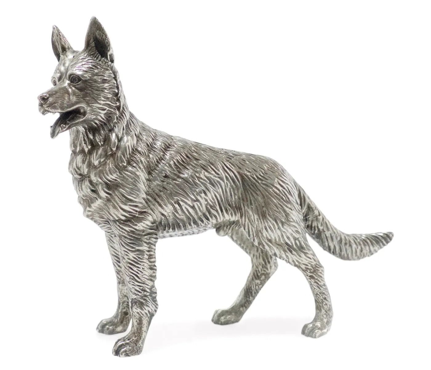 Curated Collection - Antique White Brass German Shepherd Dog