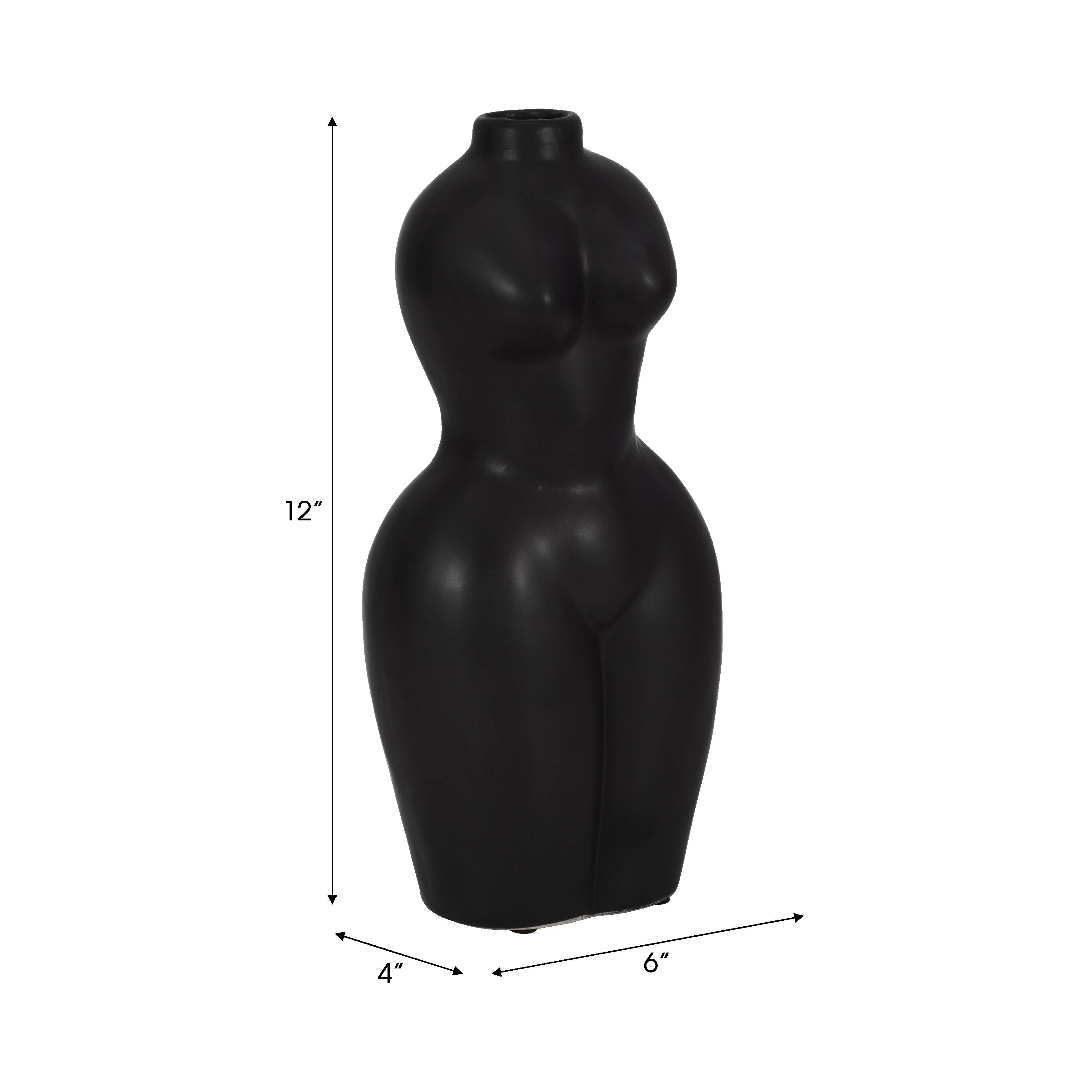 DOL, 12"H TORSO VASE, BLACK