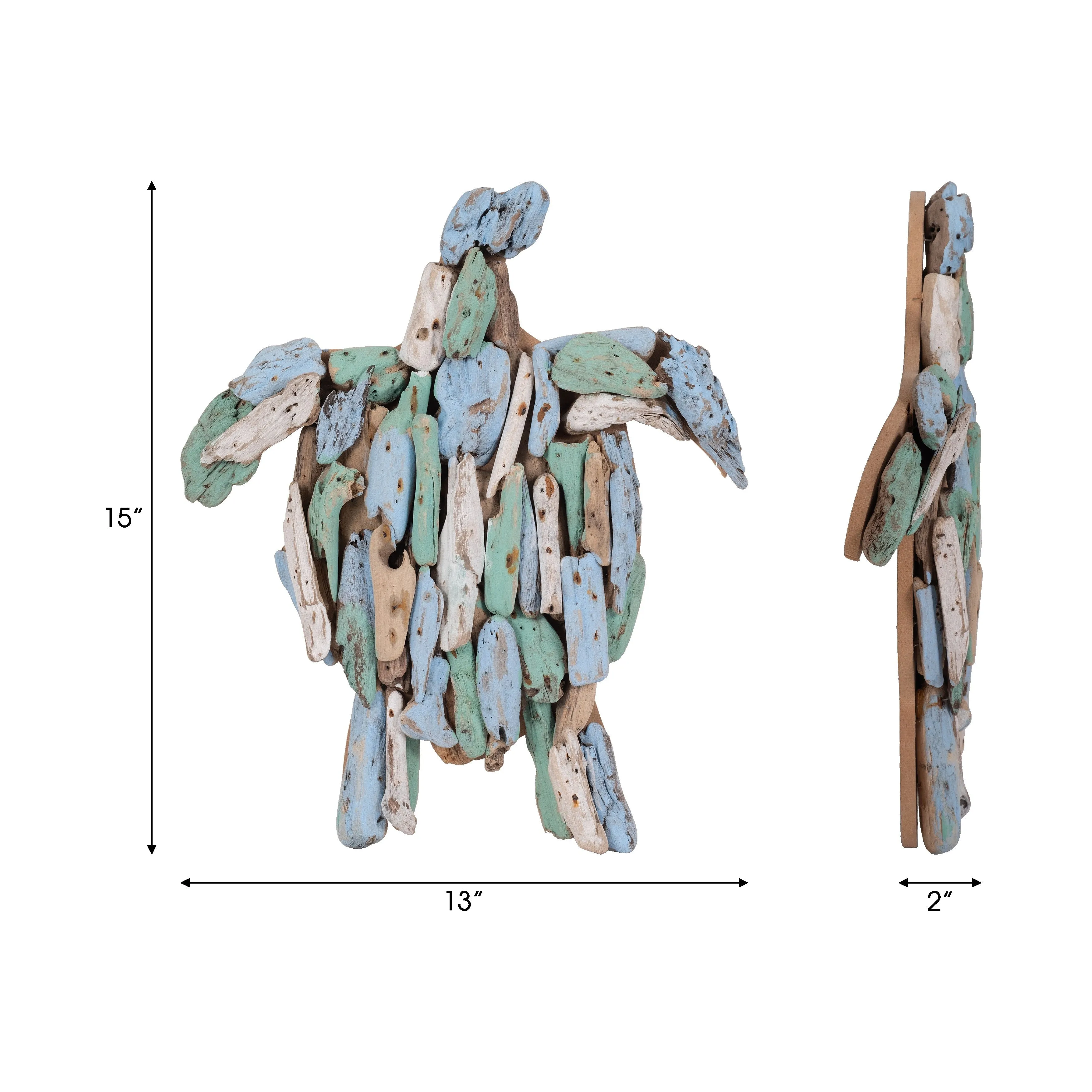 DRIFTWOOD, 13"L MULTICOLORED TURTLE
