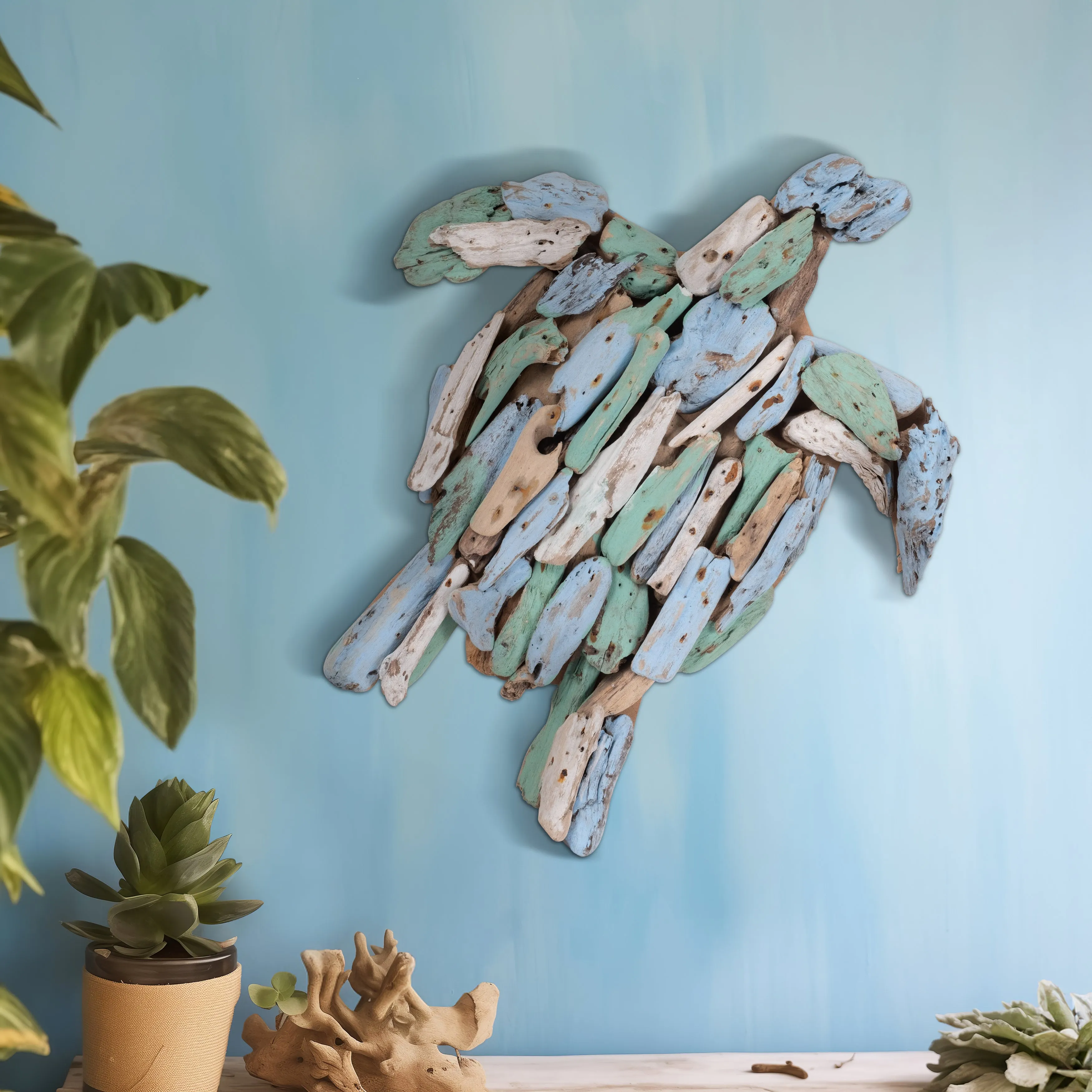 DRIFTWOOD, 13"L MULTICOLORED TURTLE