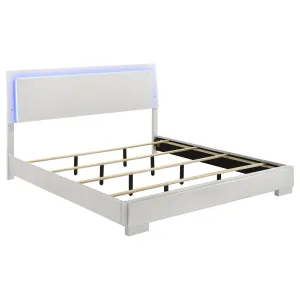 Felicity Eastern King Panel Bed with LED Lighting Glossy White