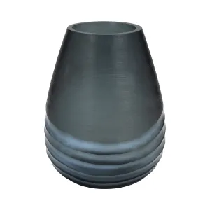 Glass, 10" Etched Vase, Blue