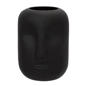 GLASS 10" FACE VASE, BLACK