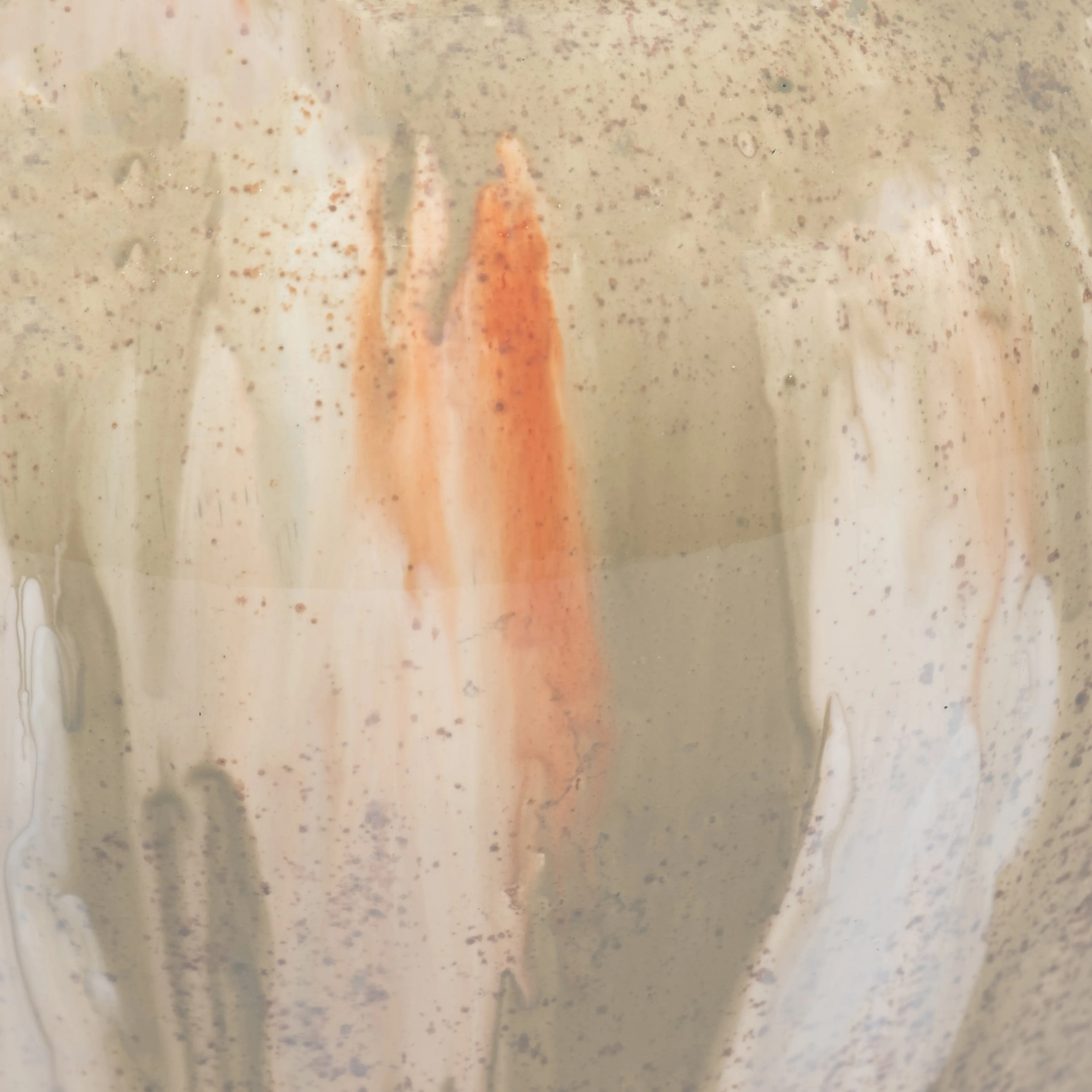 GLASS, 10" TEMPLE VASE W/ RESIN TOPPER, BLUSH/GREE