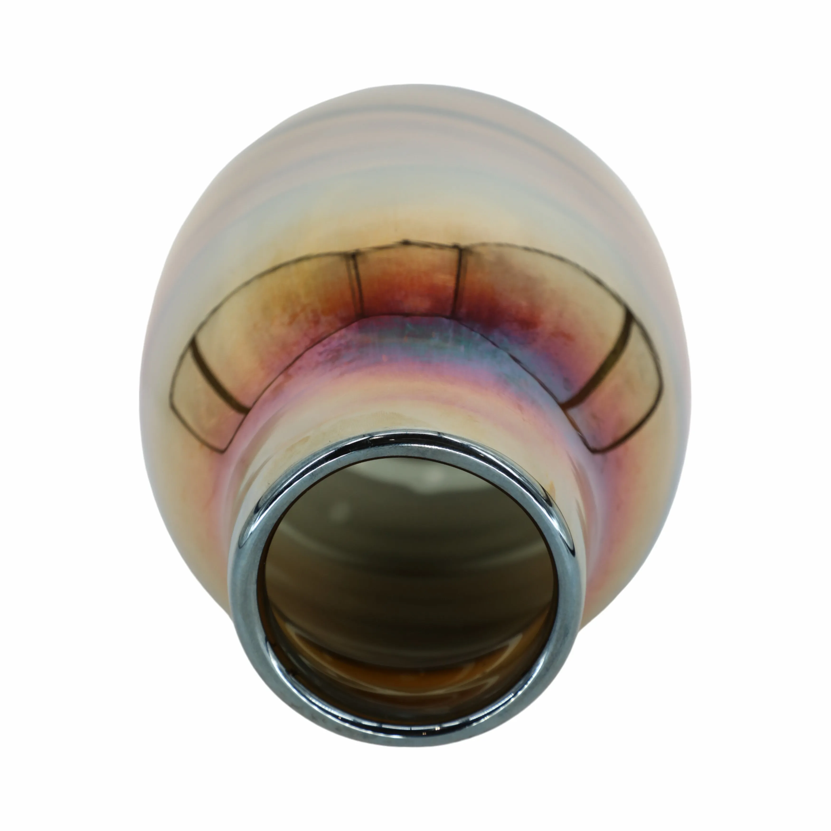 Glass 10"H Metallic Vase, Black/Gold