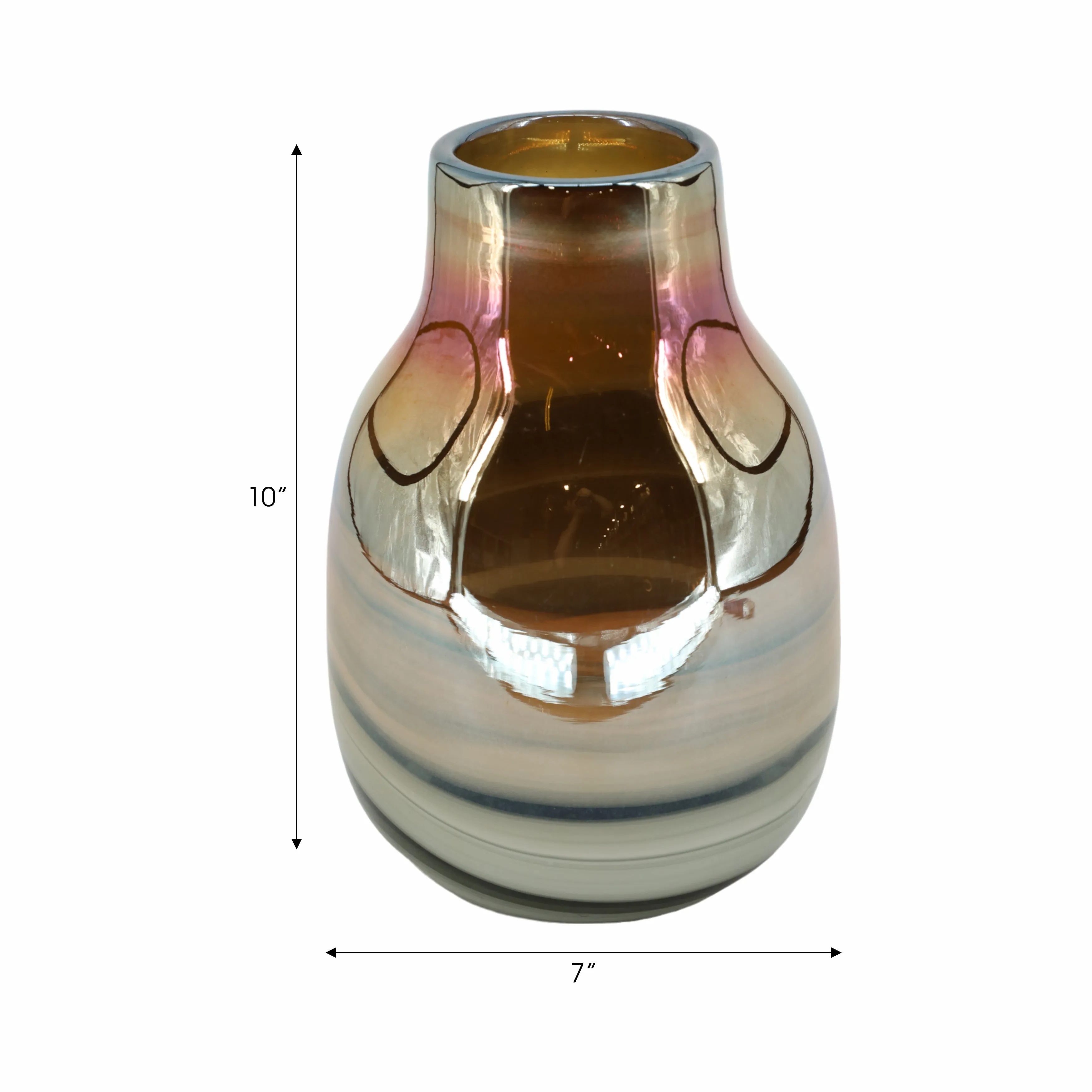 Glass 10"H Metallic Vase, Black/Gold