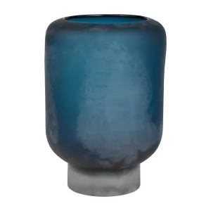 GLASS, 12" VASE BLUE