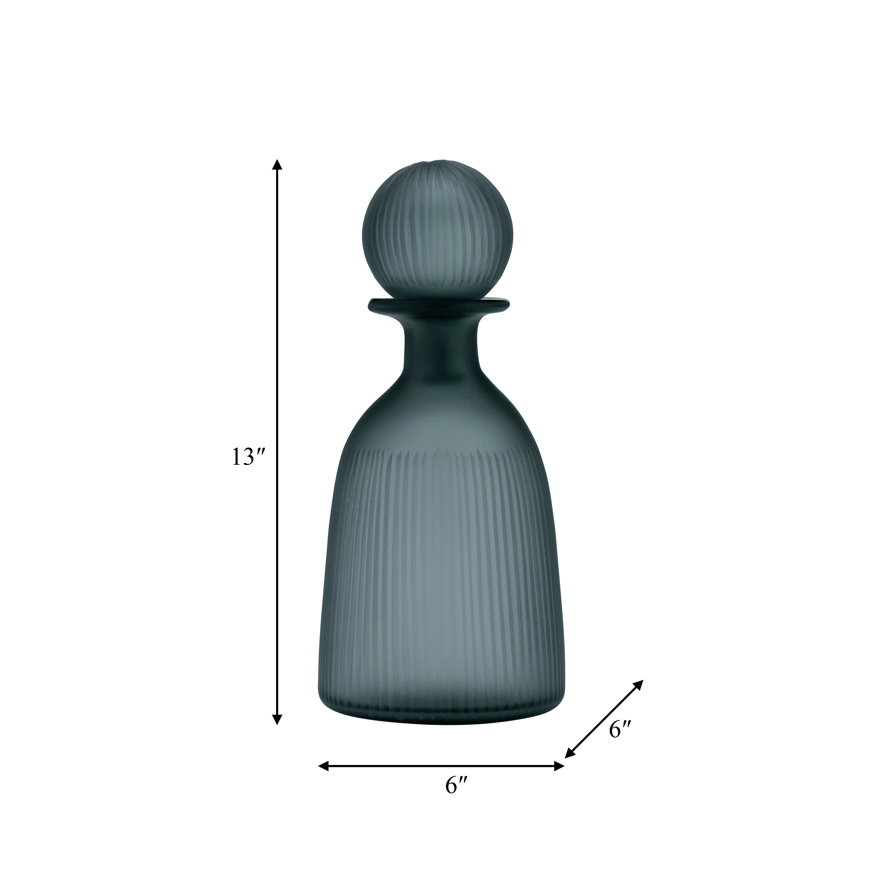 GLASS, 13"H VASE W/ LID, BLUE/GRAY