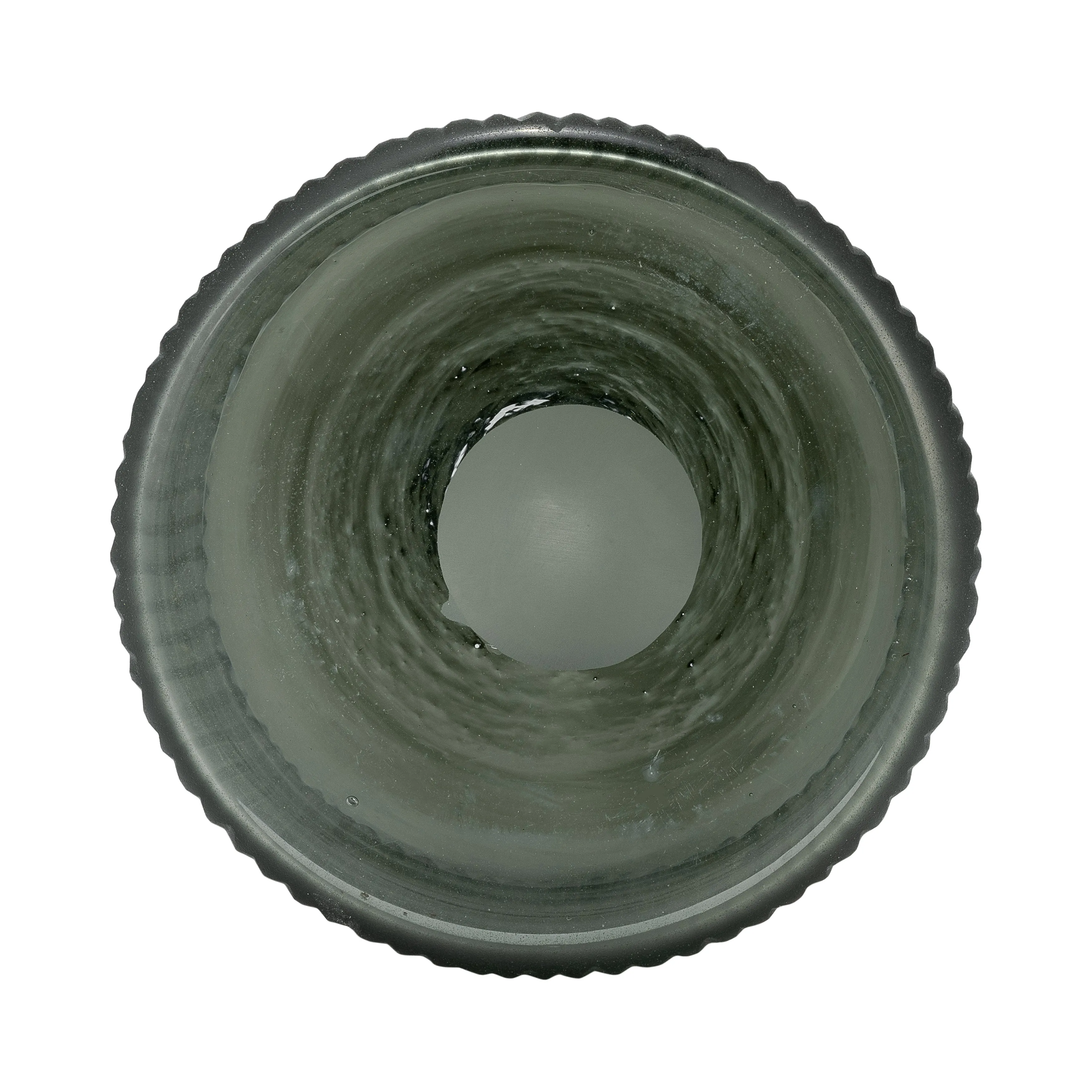 GLASS, 13"H VASE W/ LID, GREEN/SMOKE