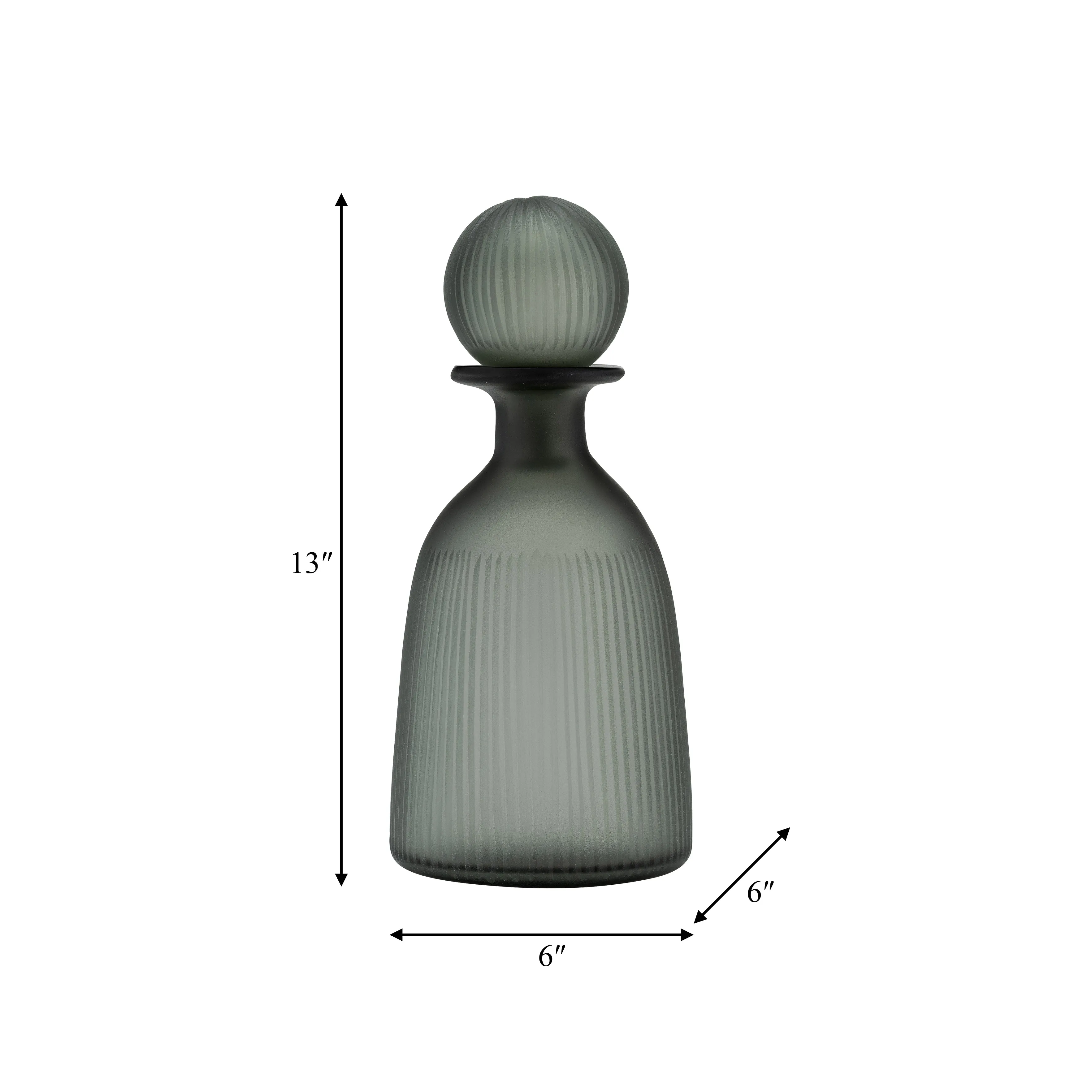 GLASS, 13"H VASE W/ LID, GREEN/SMOKE