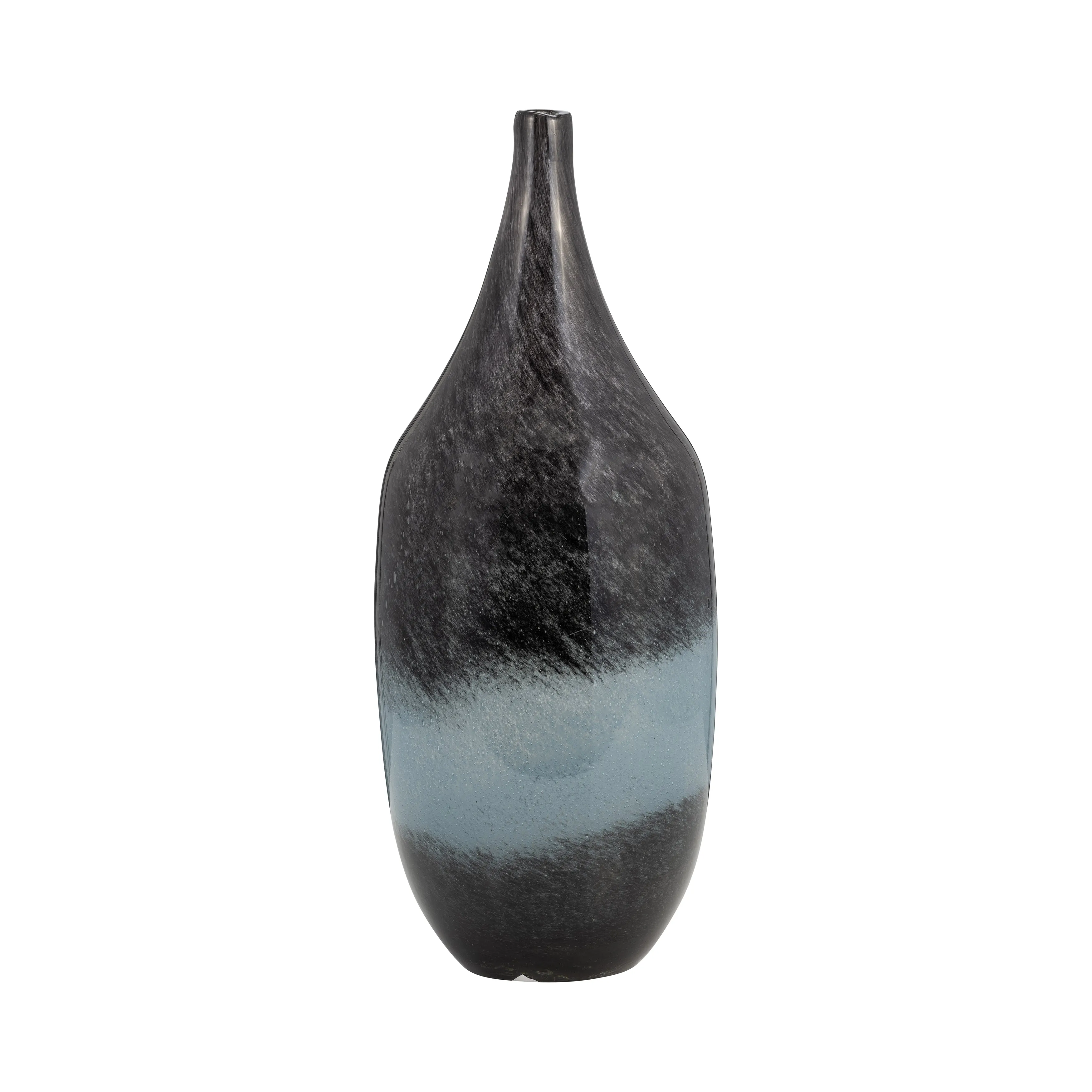 GLASS, 14" VASE BLUE OMBRE