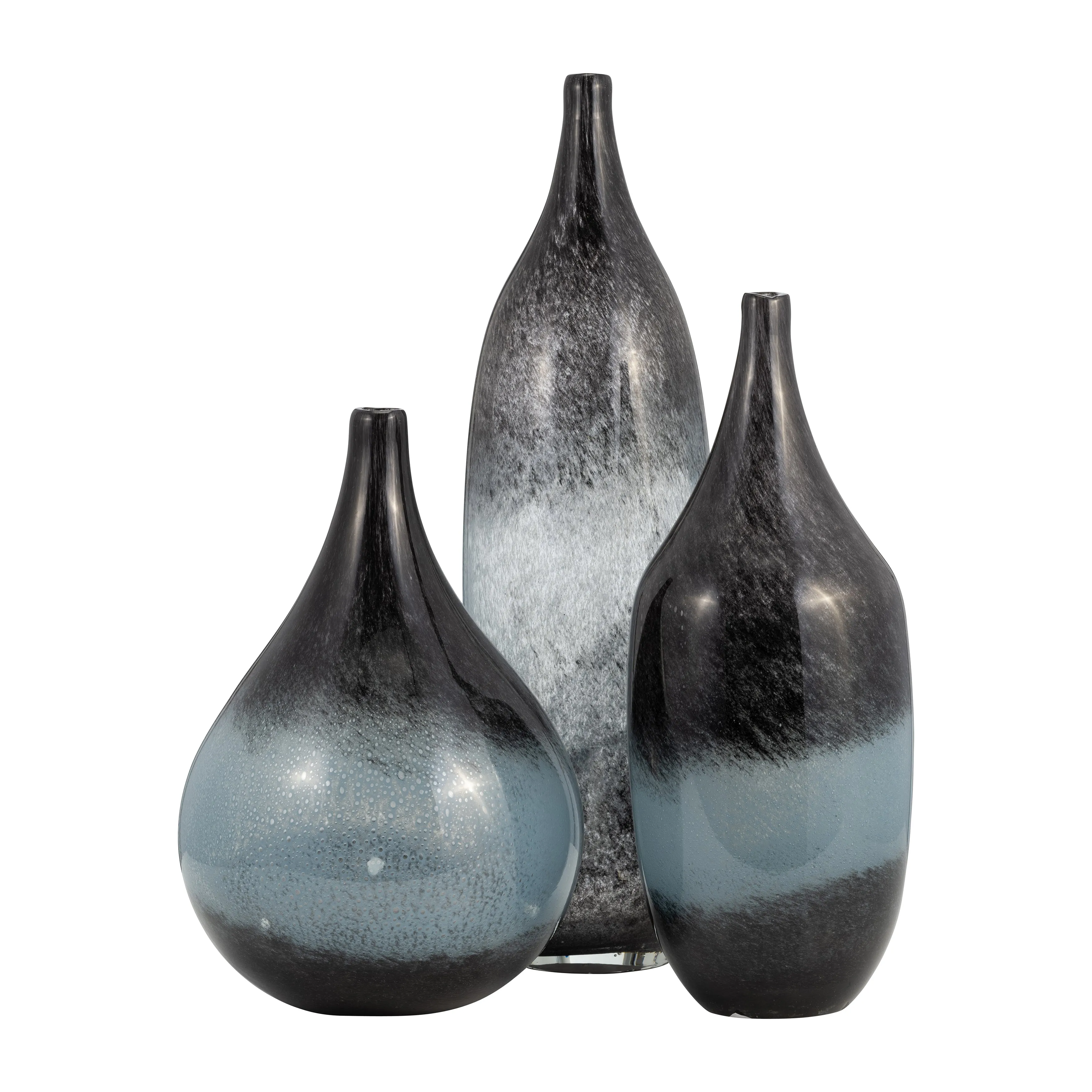 GLASS, 14" VASE BLUE OMBRE