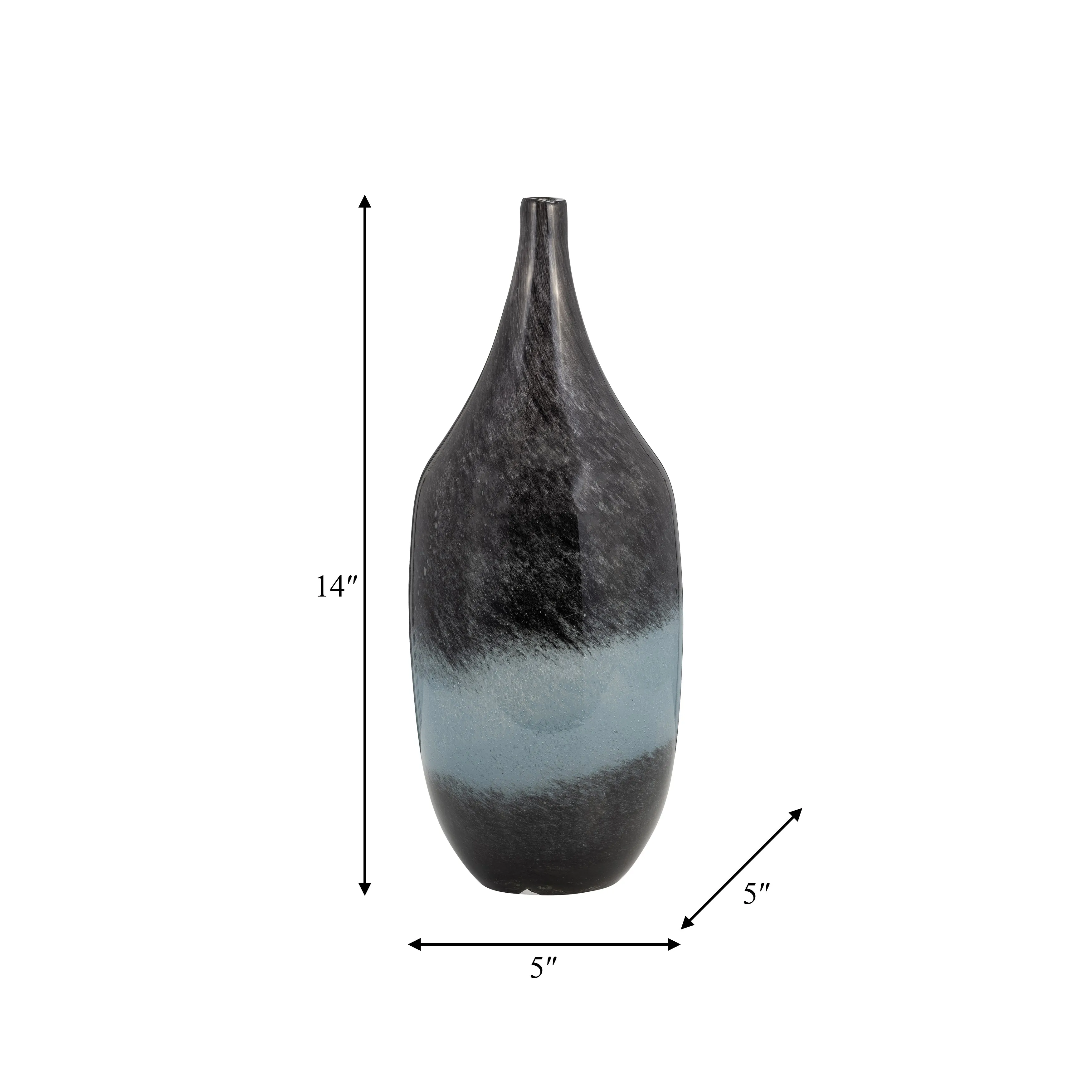 GLASS, 14" VASE BLUE OMBRE