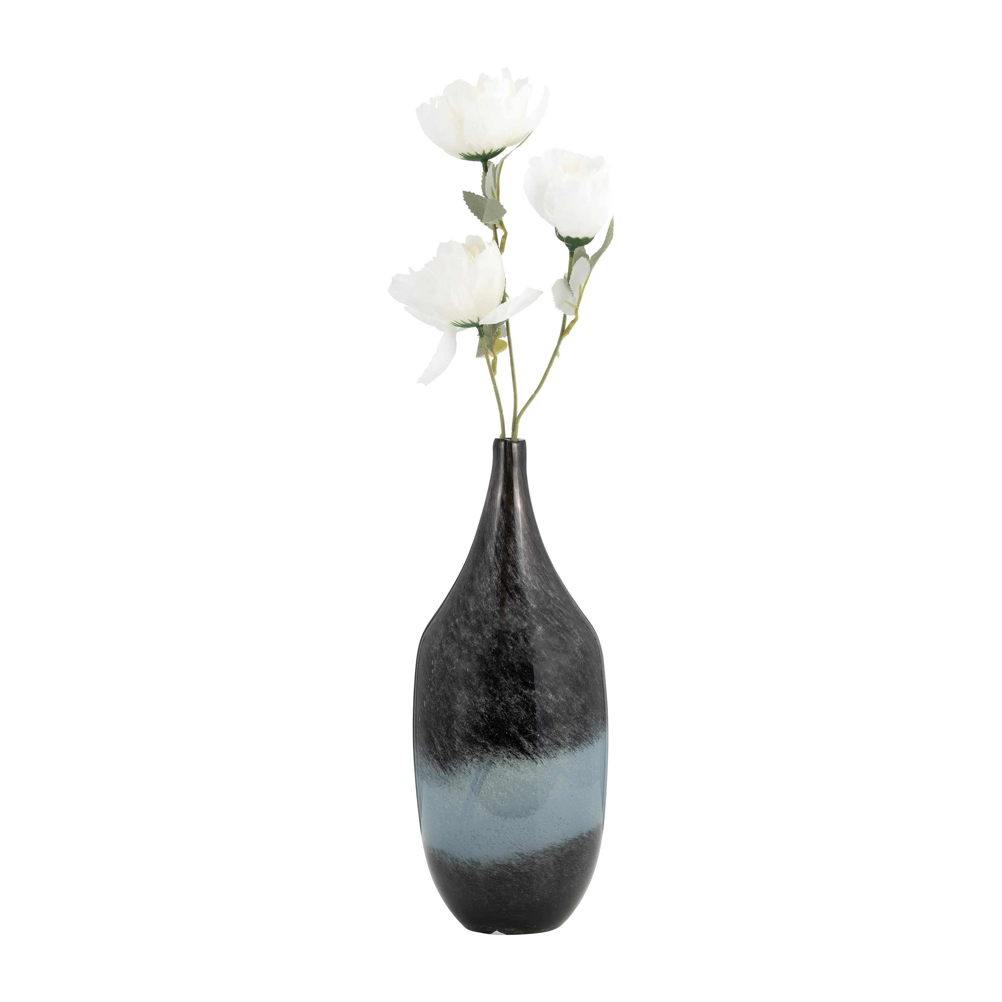 GLASS, 14" VASE BLUE OMBRE