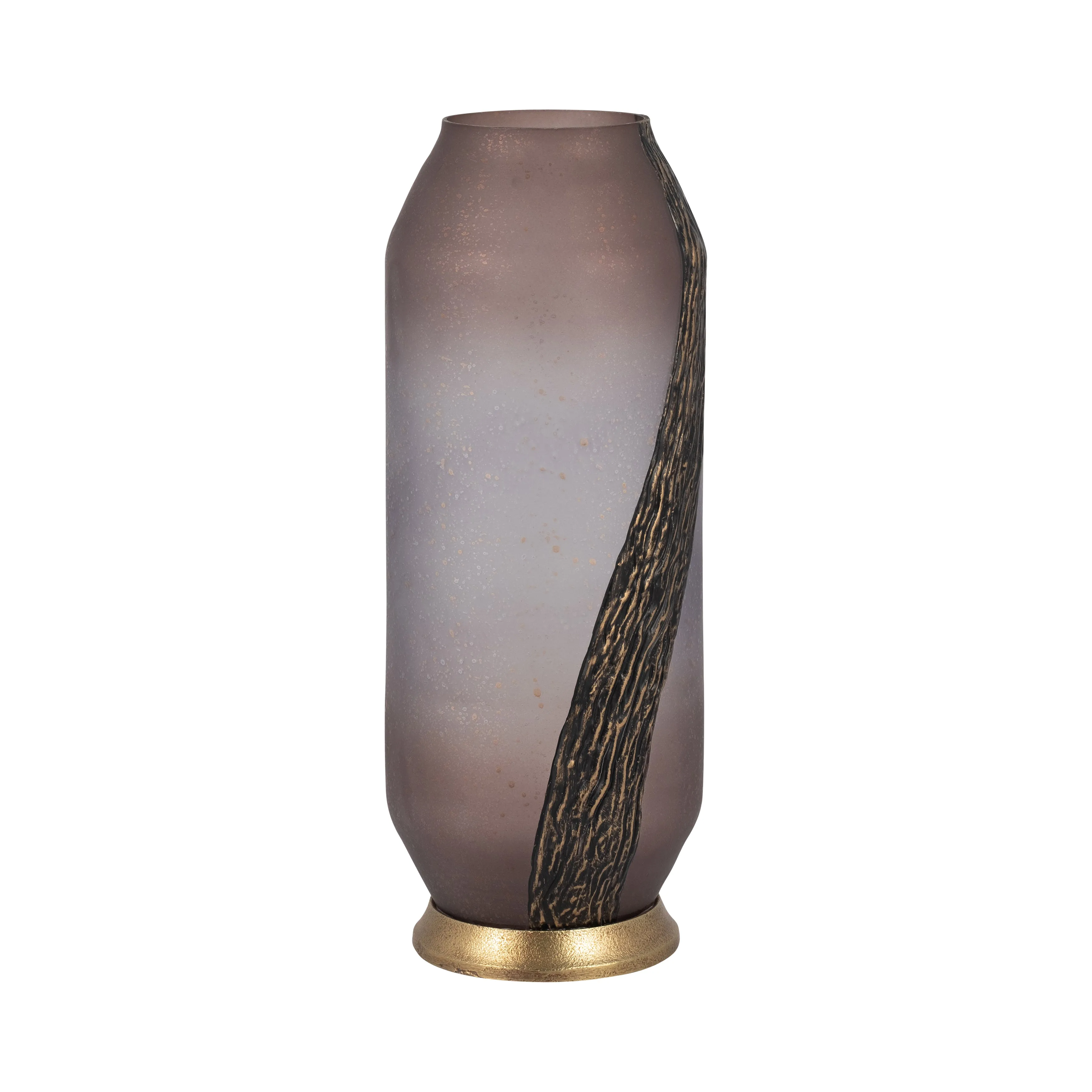GLASS, 15" METALLIC DETAIL VASE,  BLUSH