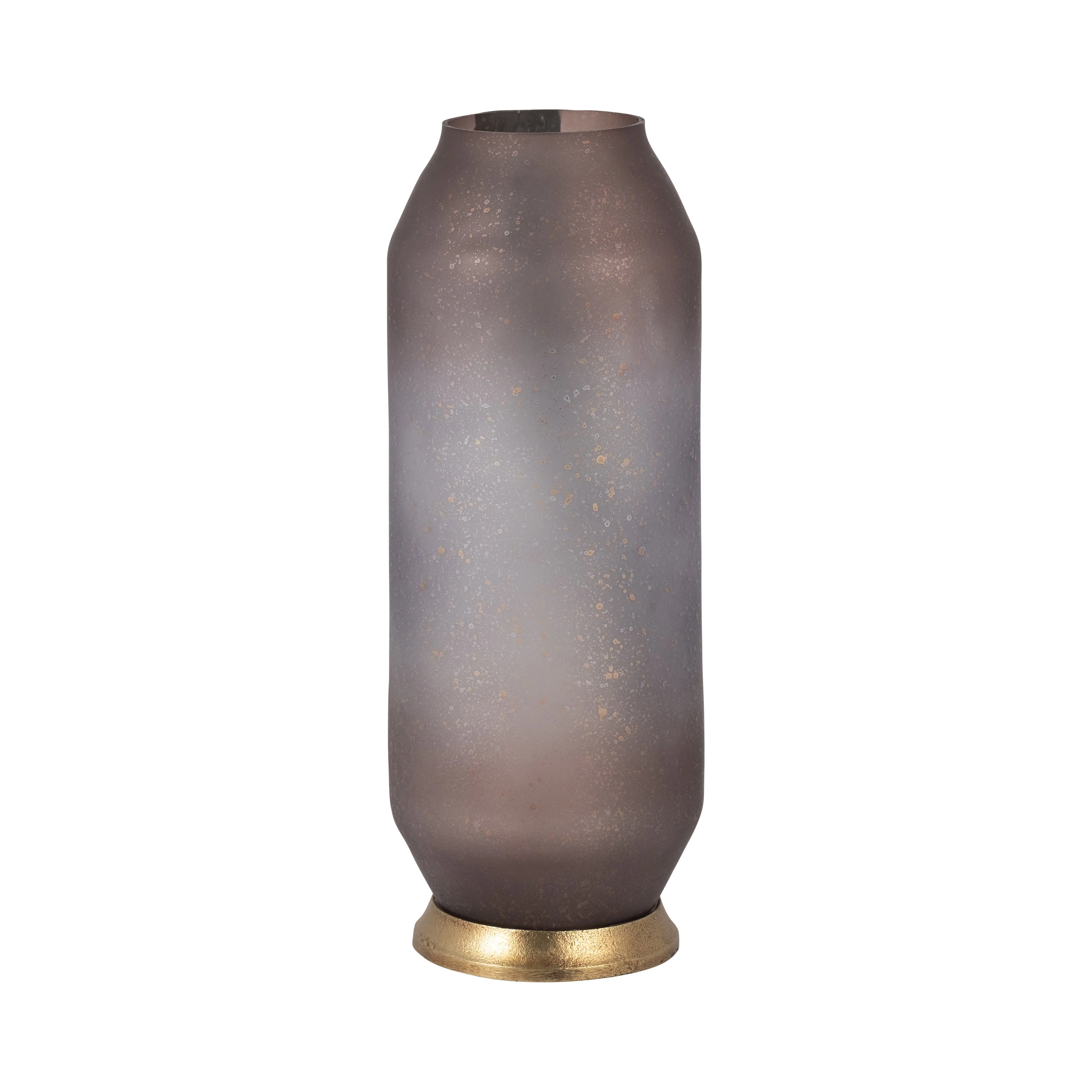 GLASS, 15" METALLIC DETAIL VASE,  BLUSH