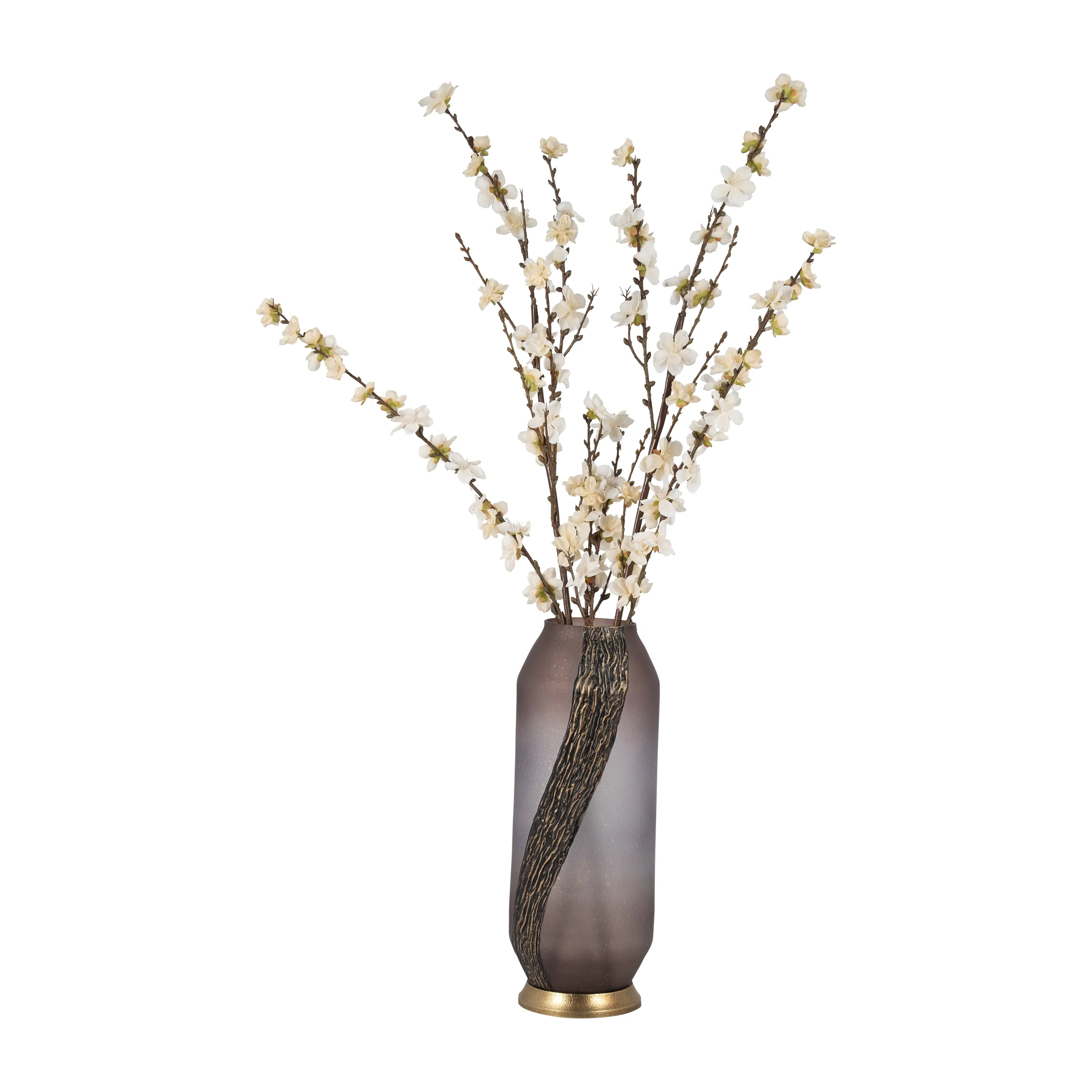 GLASS, 15" METALLIC DETAIL VASE,  BLUSH