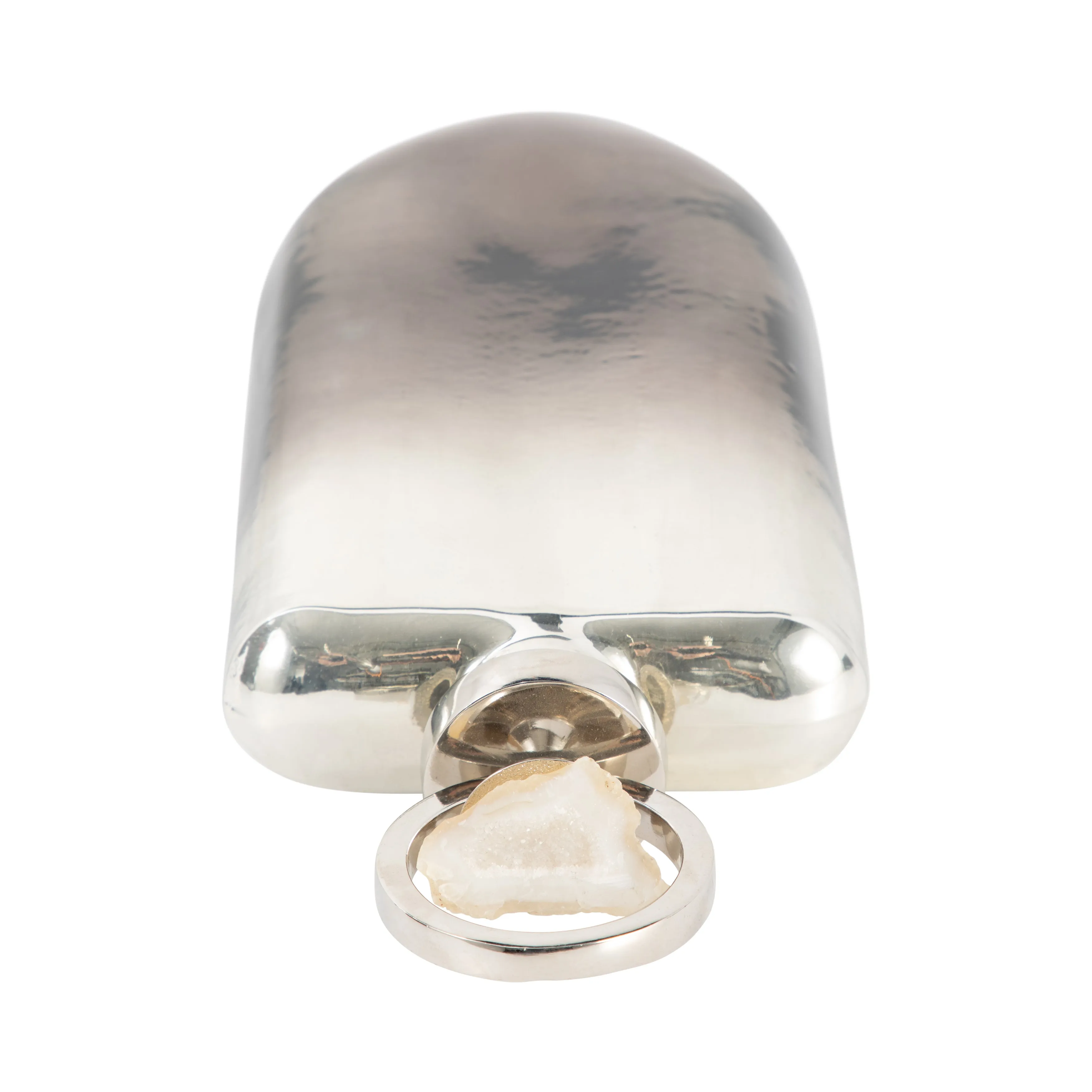 GLASS, 16" METALLIC BOTTLE W/ STONE TOP, SILVER