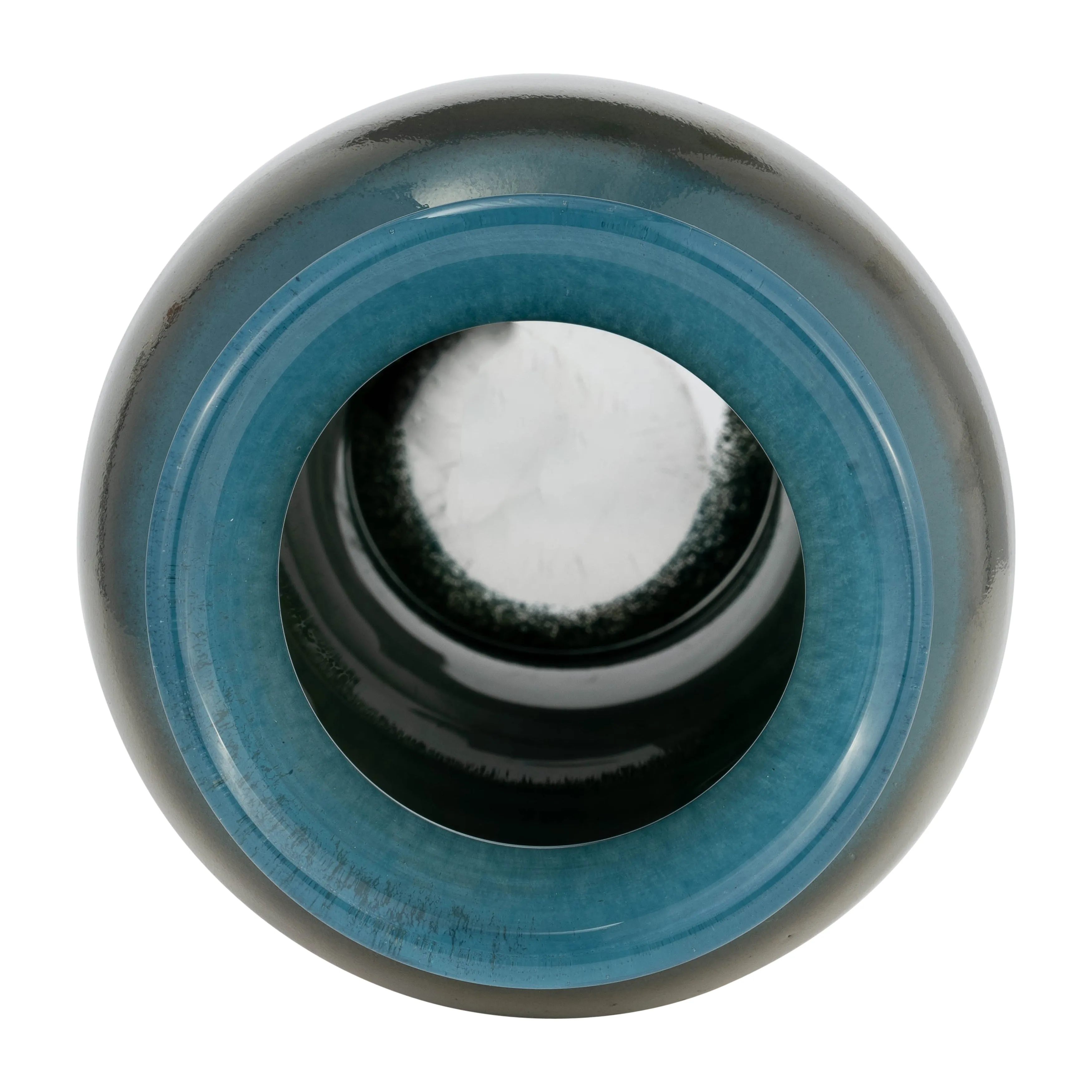 GLASS, 16"H OLPE VASE, TEAL