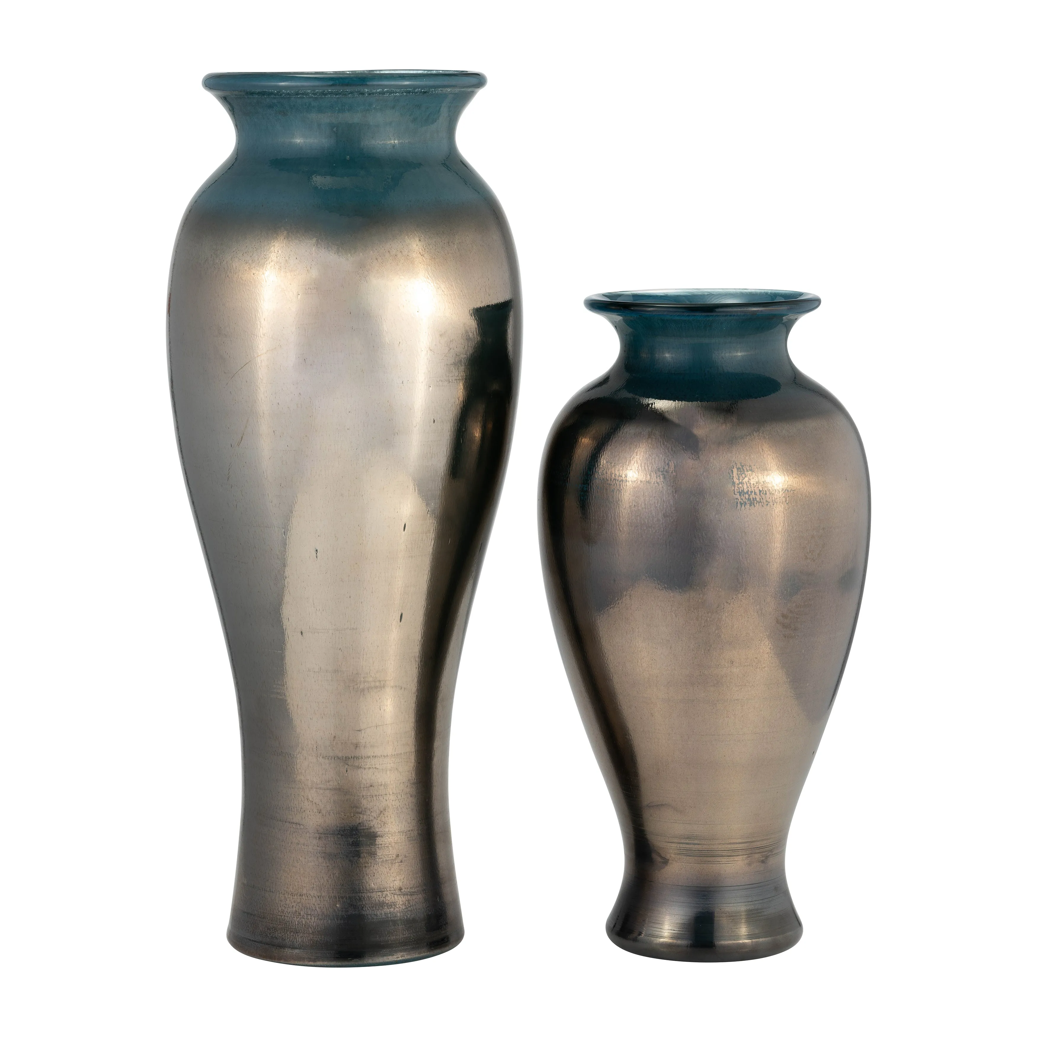 GLASS, 16"H OLPE VASE, TEAL