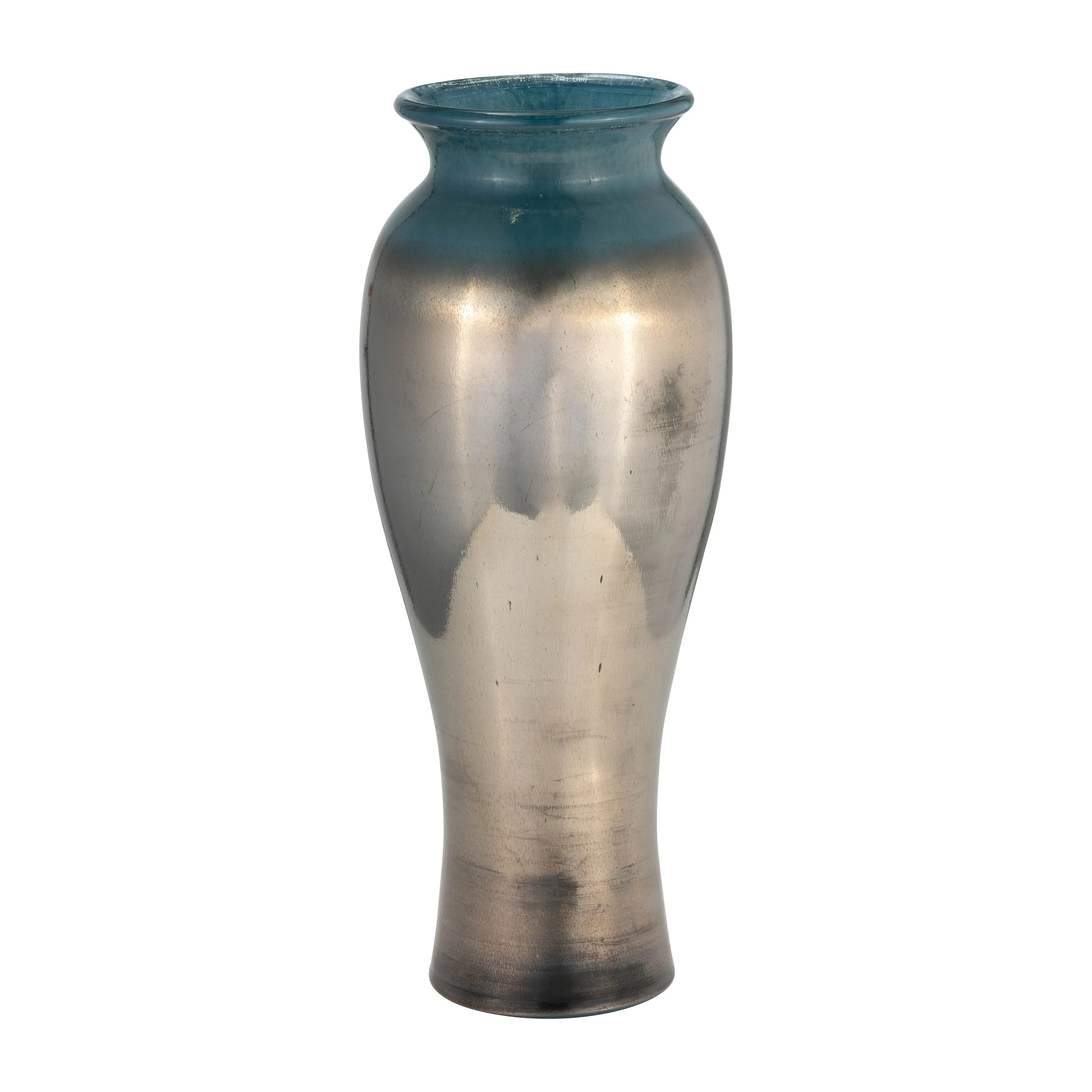 GLASS, 16"H OLPE VASE, TEAL