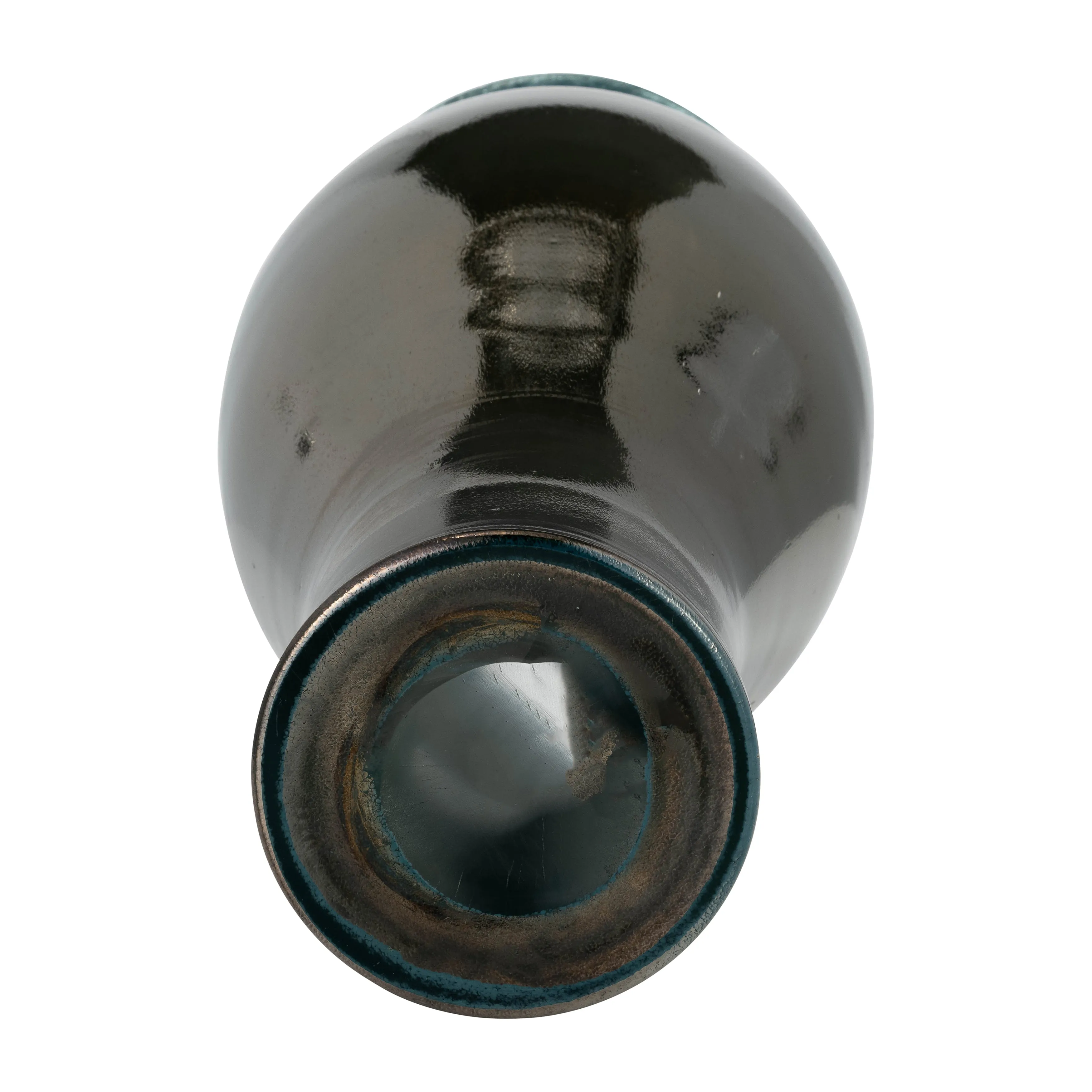 GLASS, 16"H OLPE VASE, TEAL