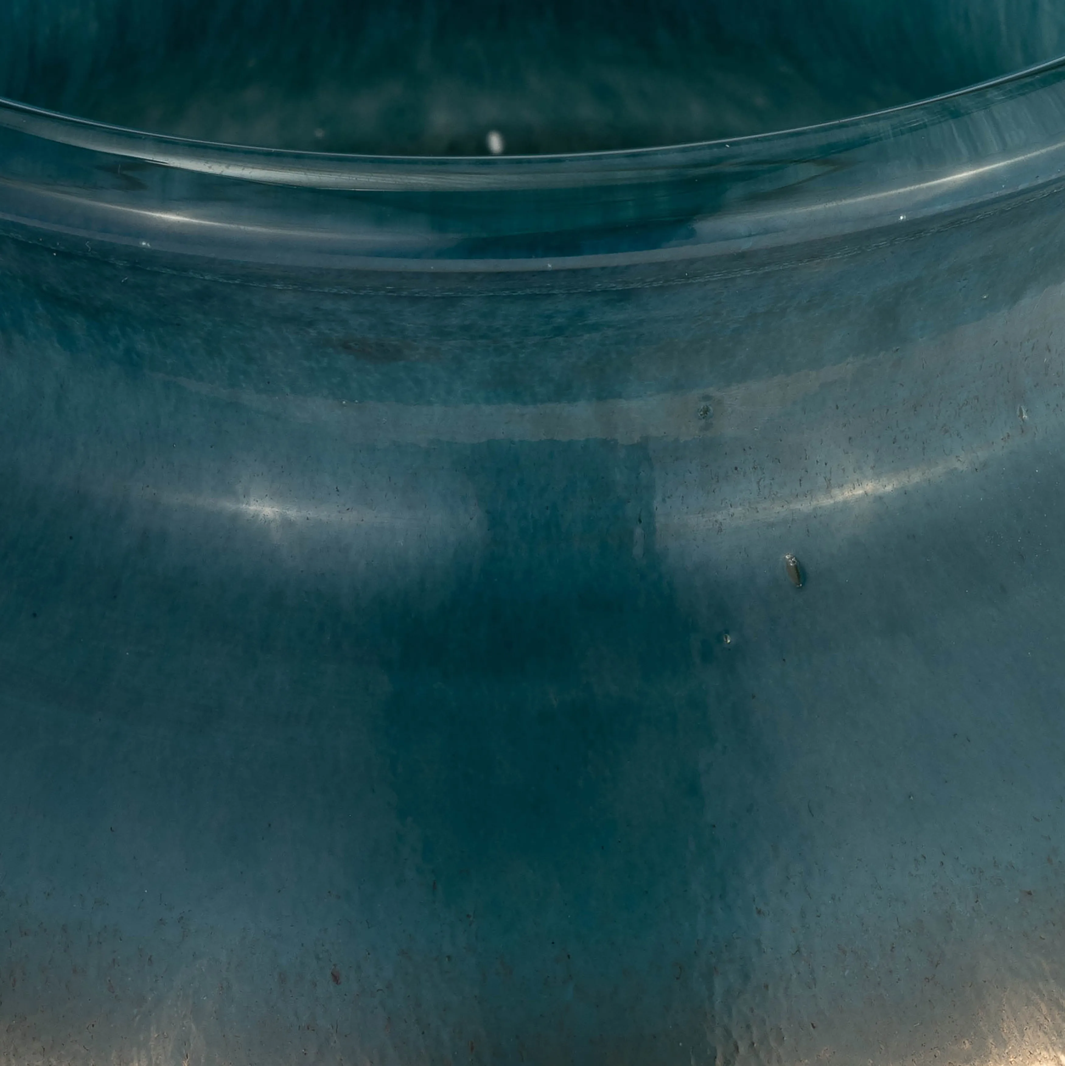 GLASS, 16"H OLPE VASE, TEAL