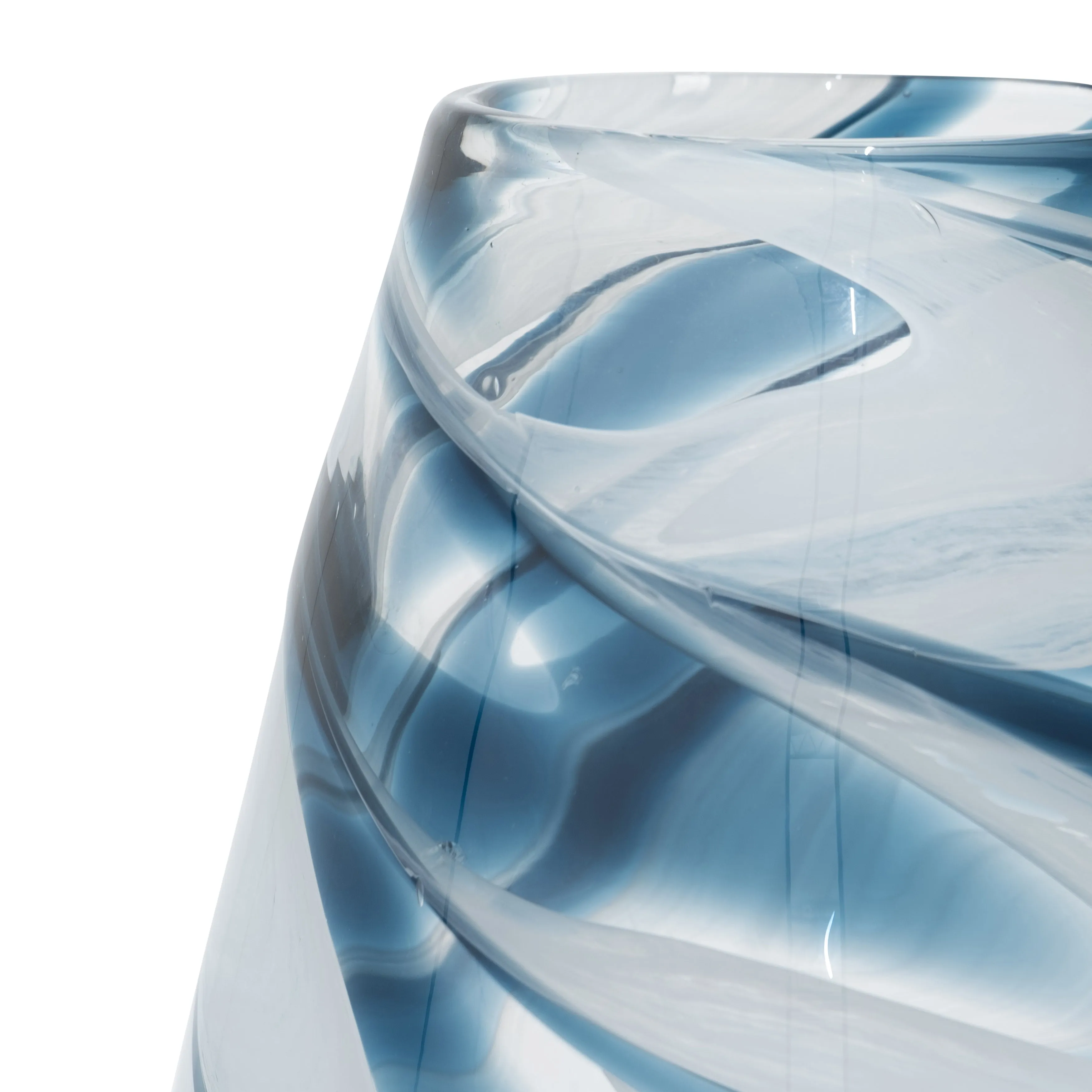 GLASS, 17" SWIRL VASE, BLUE