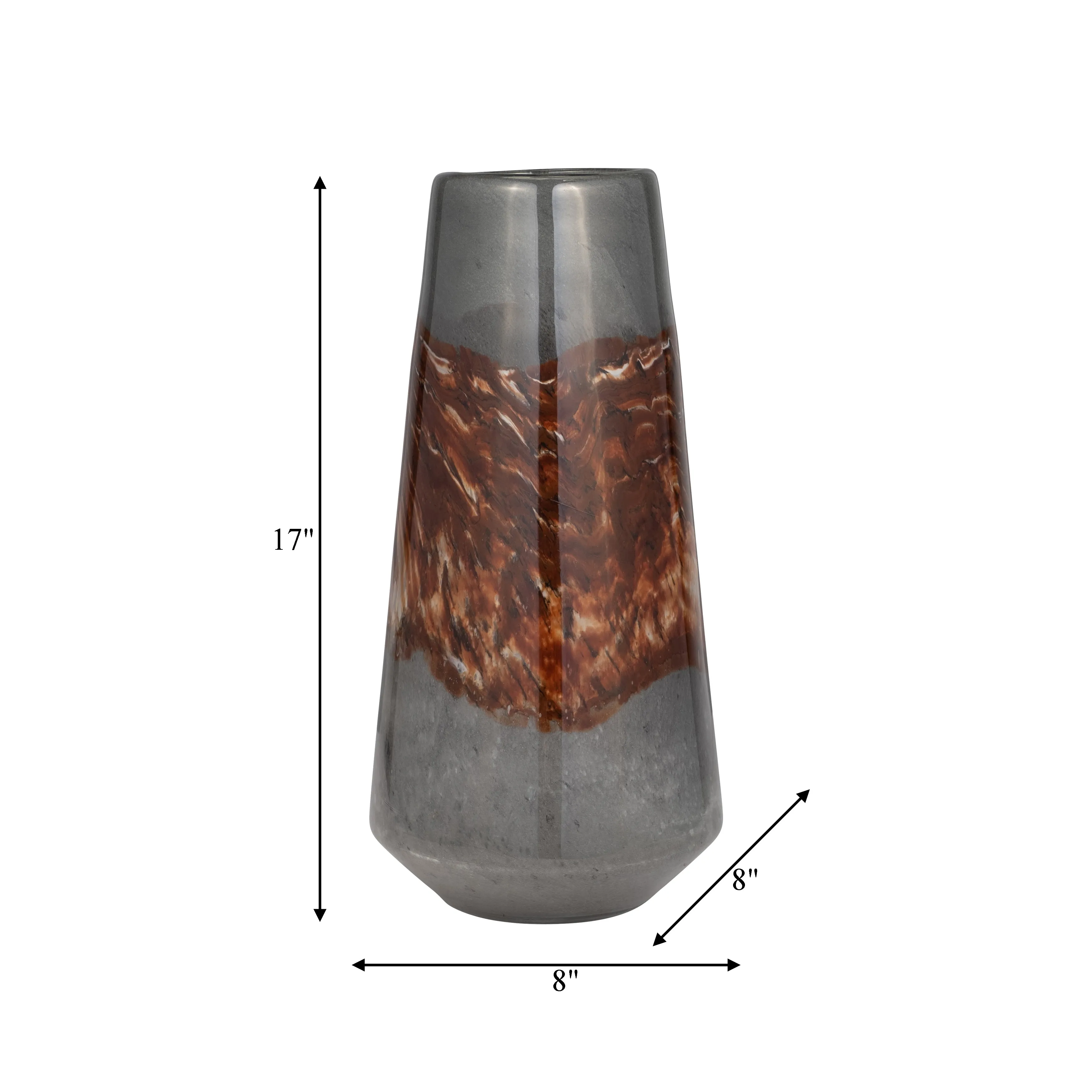 GLASS, 17" VASE GREY/BROWN