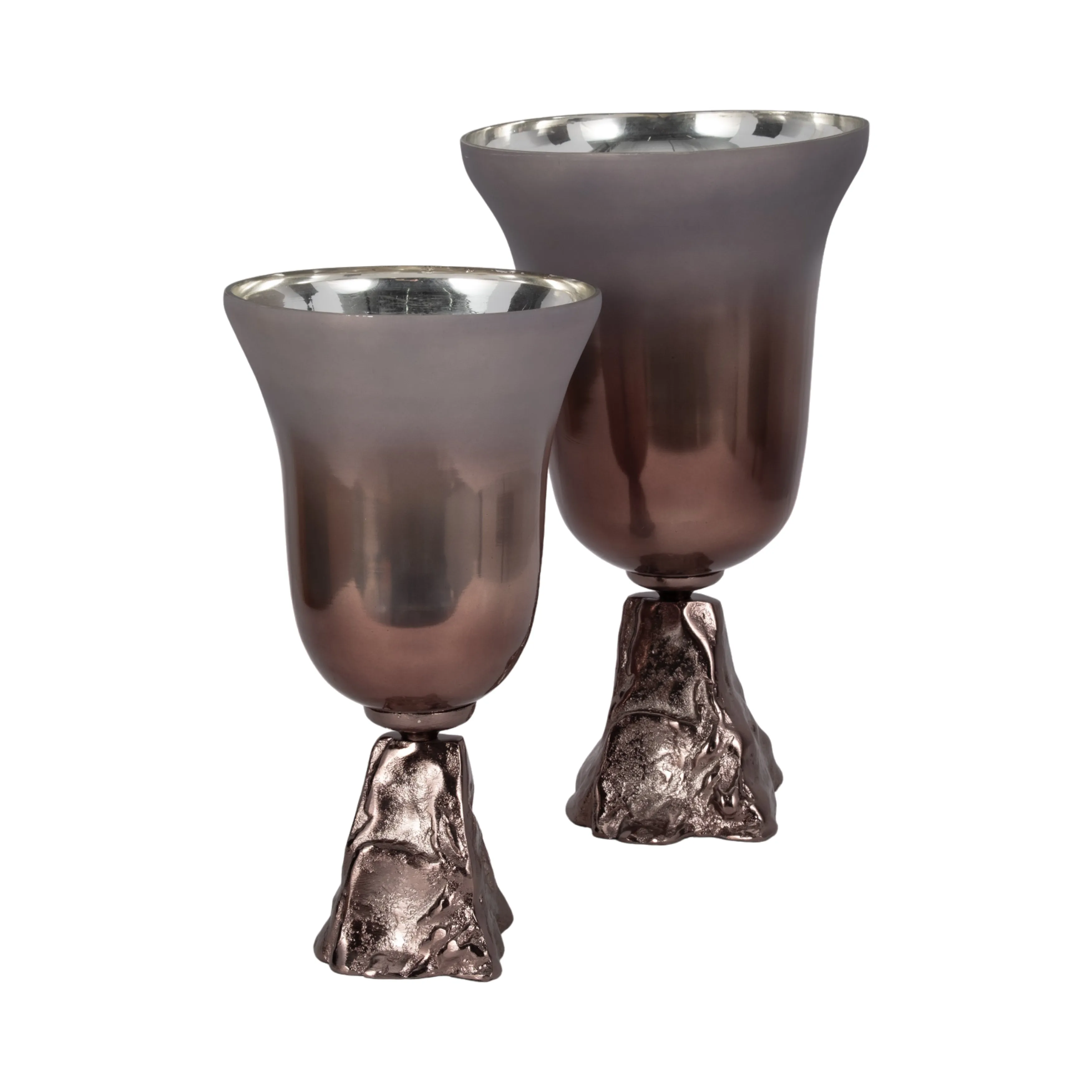 GLASS, 18" 2-TONE CHALICE VASE, METALLIC KD