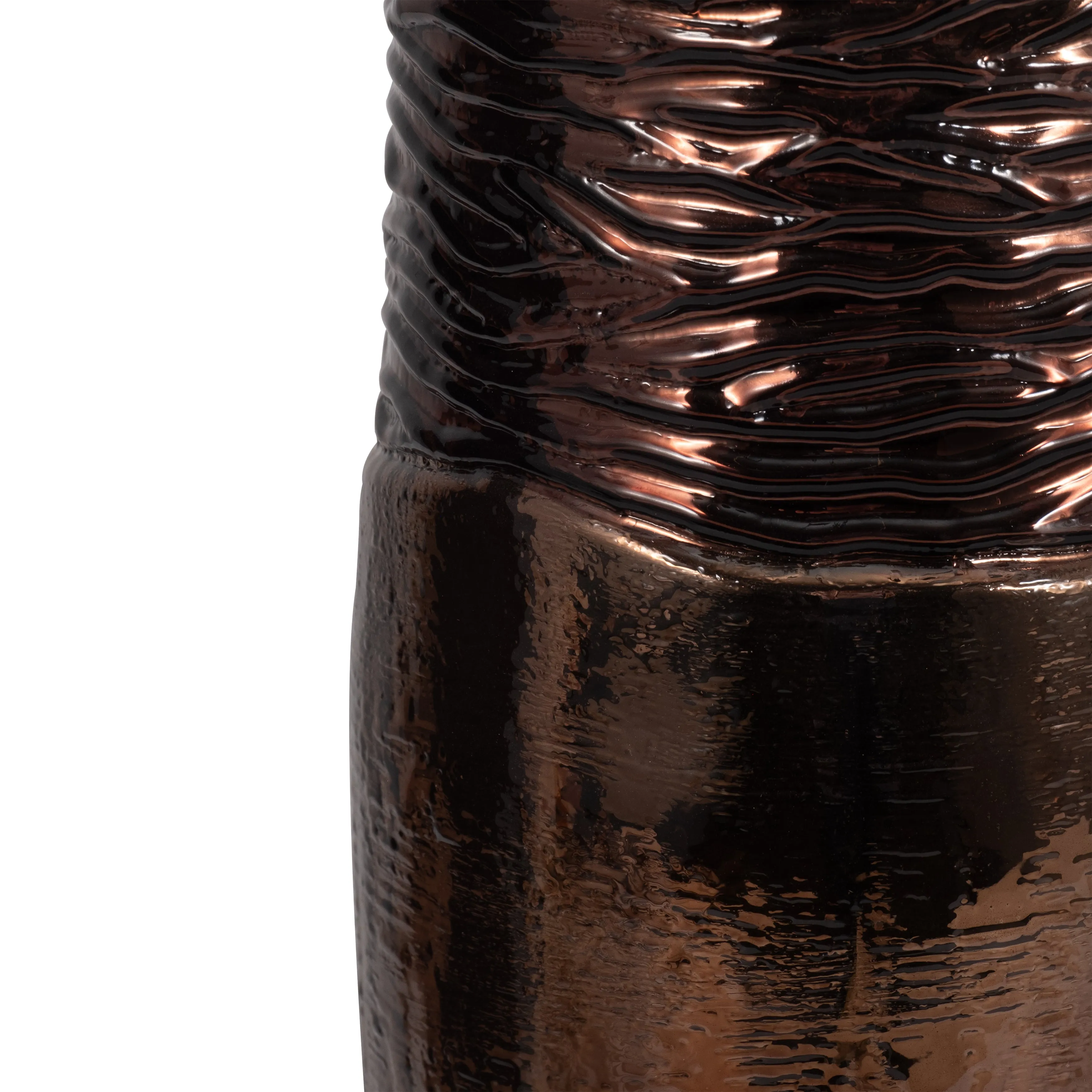 Glass, 18" Textured Enamel Vase, Bronze