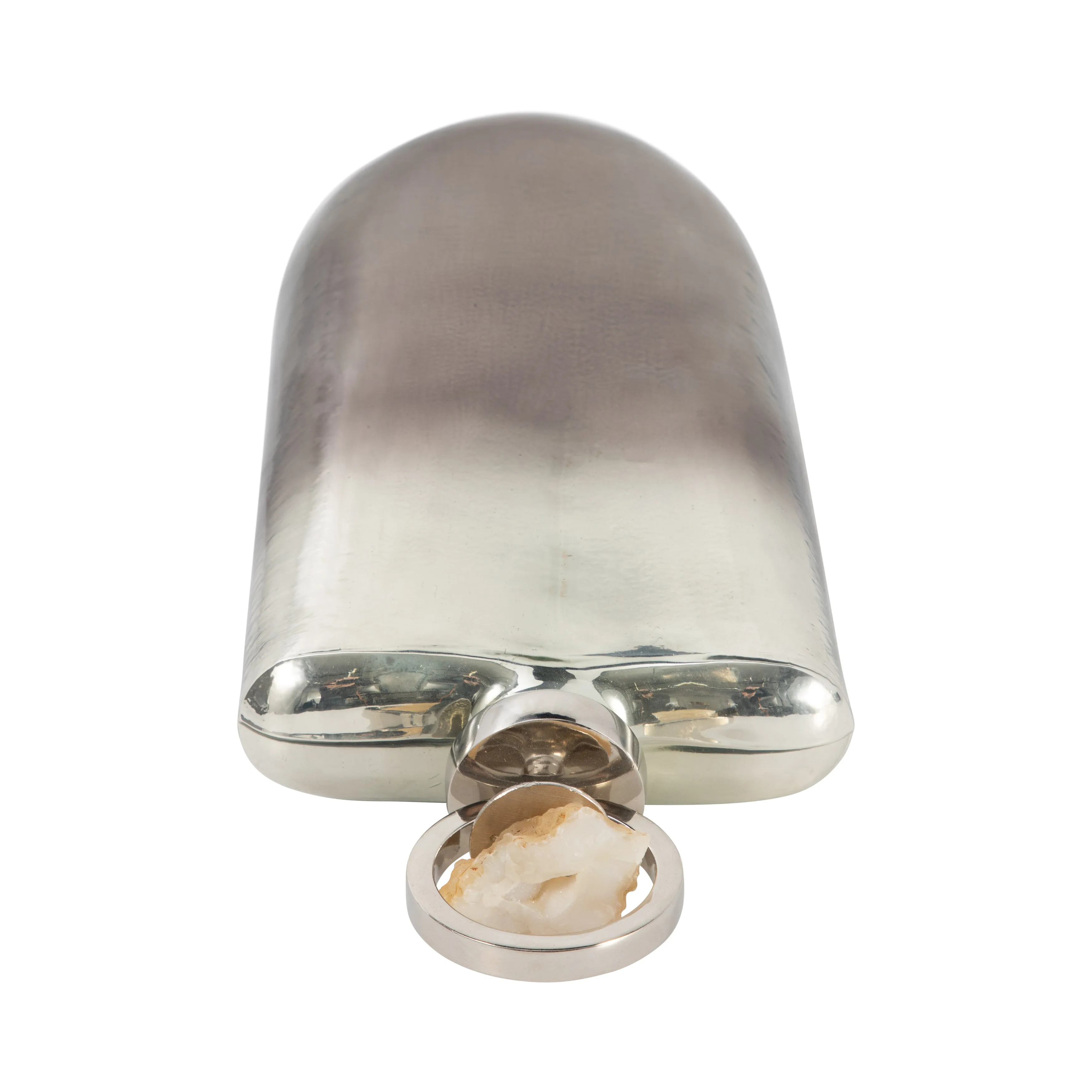 GLASS, 19" METALLIC BOTTLE W/ STONE TOP, SILVER