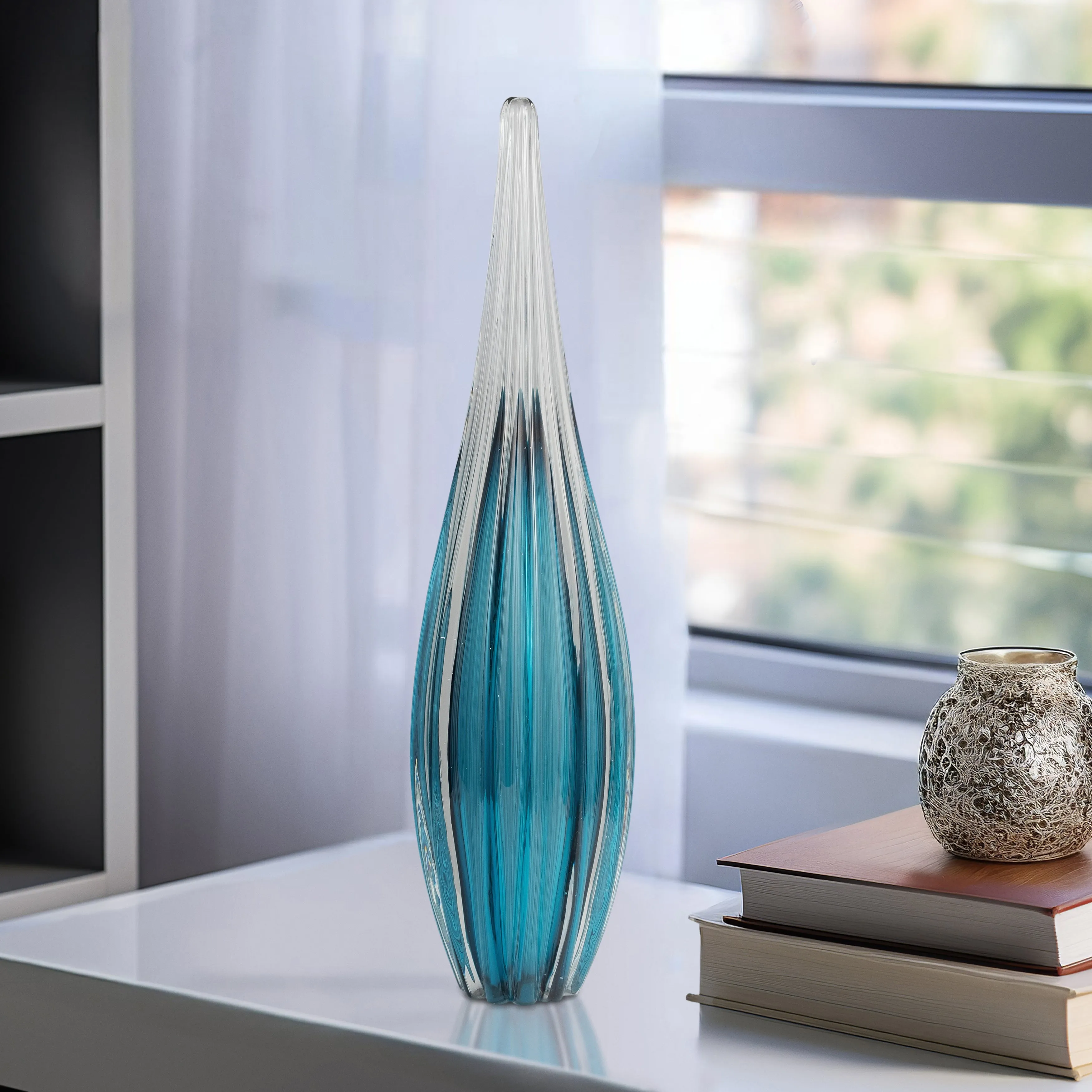 GLASS, 19" PAPERWEIGHT TEAL