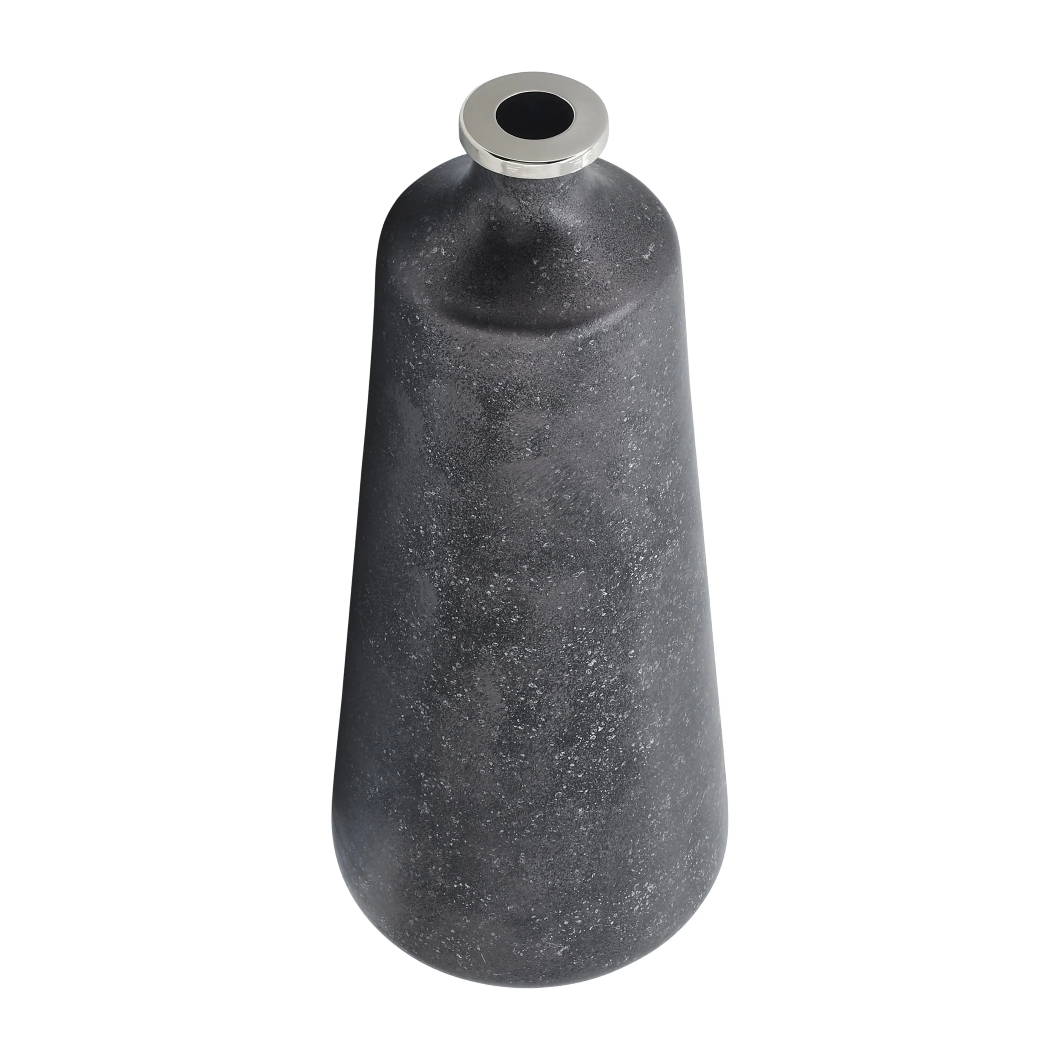 GLASS, 21"H VASE W/ RING, BLACK