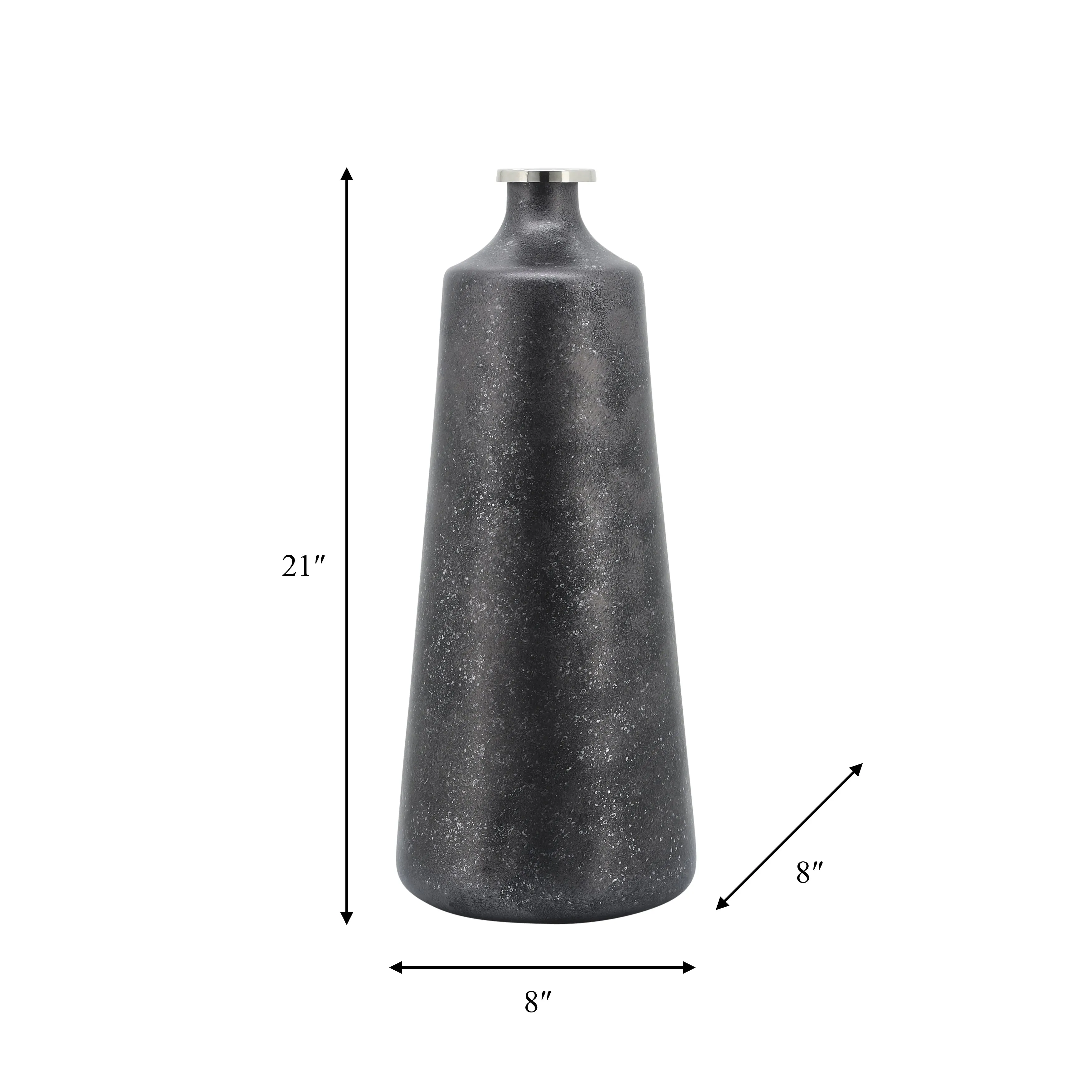 GLASS, 21"H VASE W/ RING, BLACK
