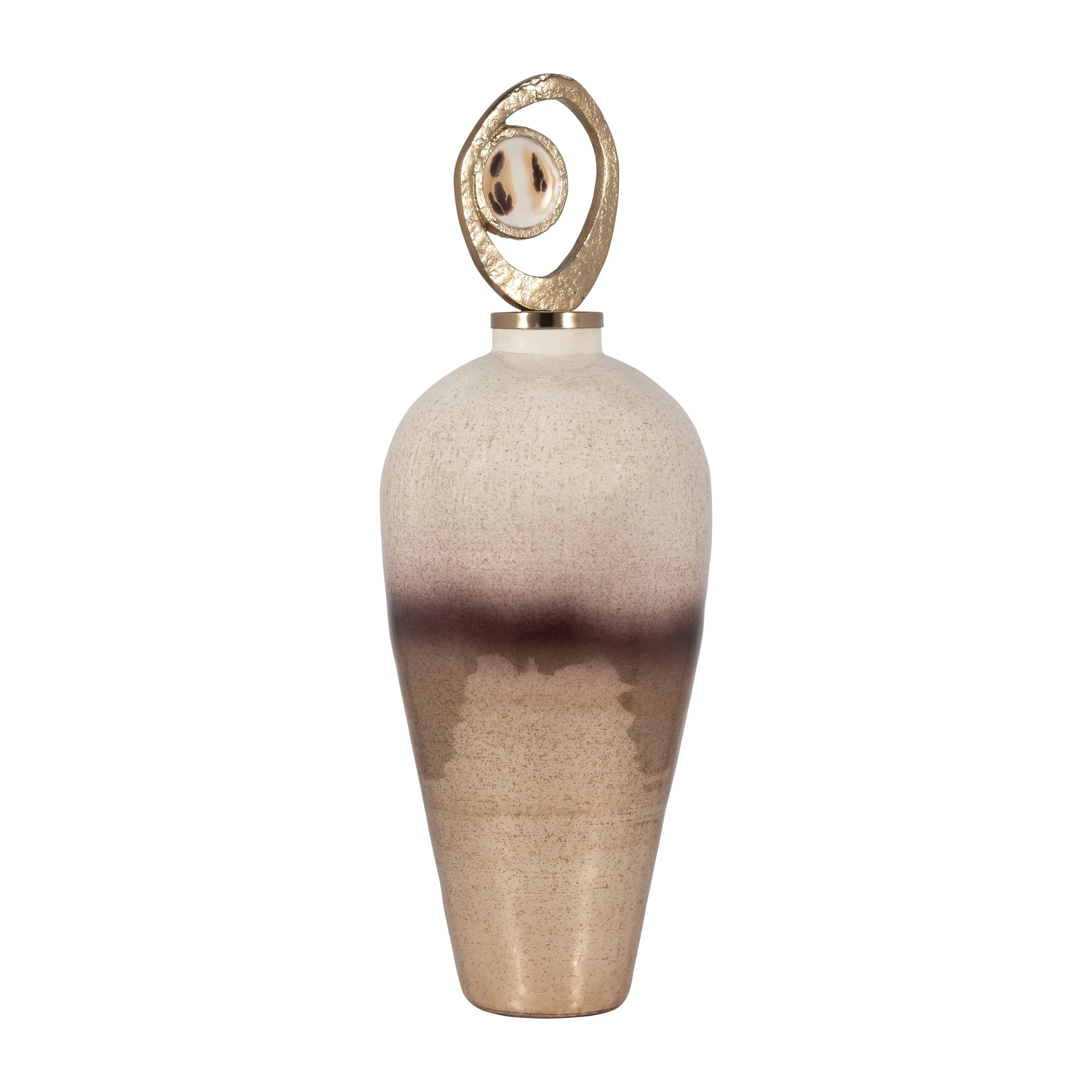 GLASS, 27" VASE METAL SWIRL TOPPER, 2-TONE BRONZE